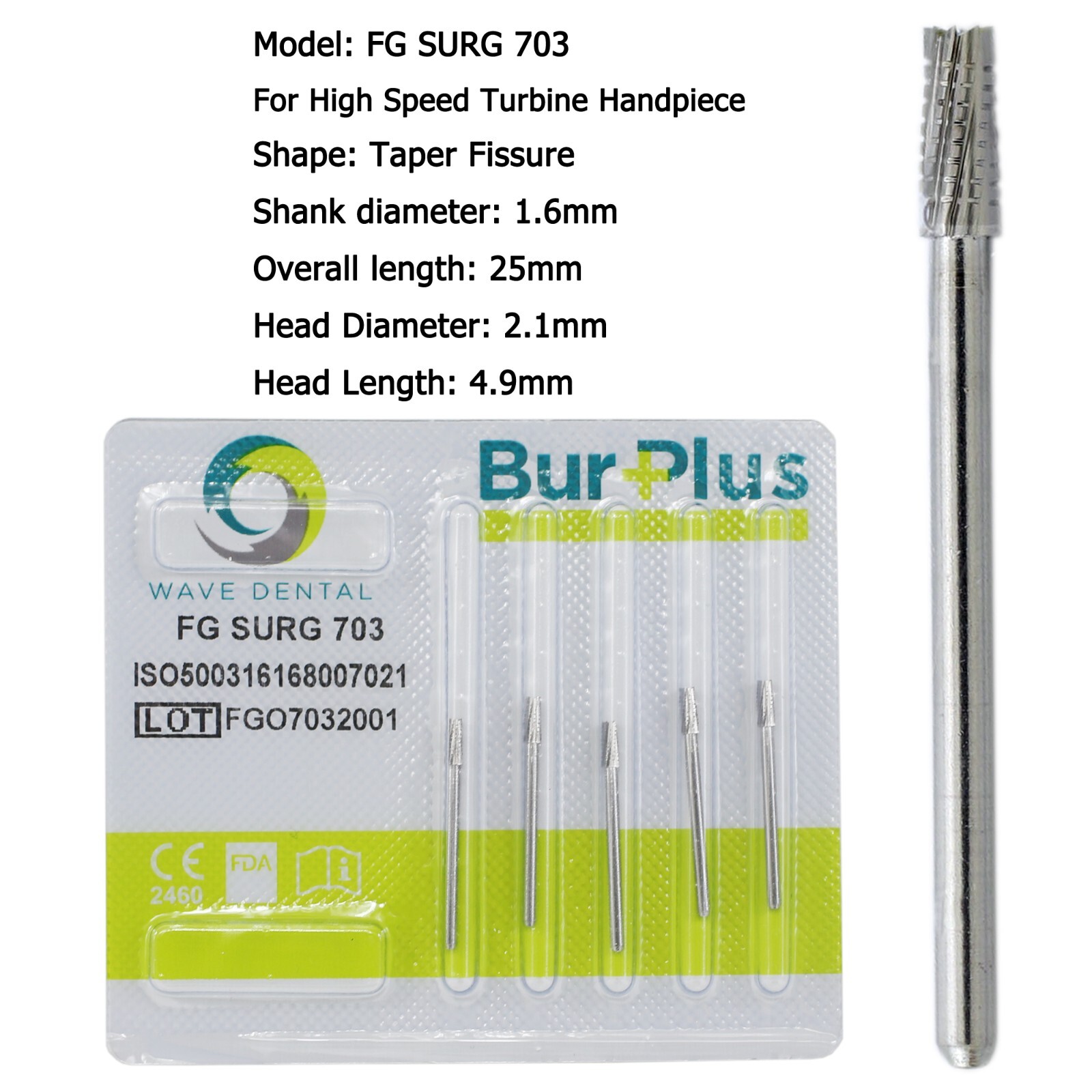 Wave Dental Surgical Burs 702 701 703 High Speed Long Shank Carbide bur FG SURG