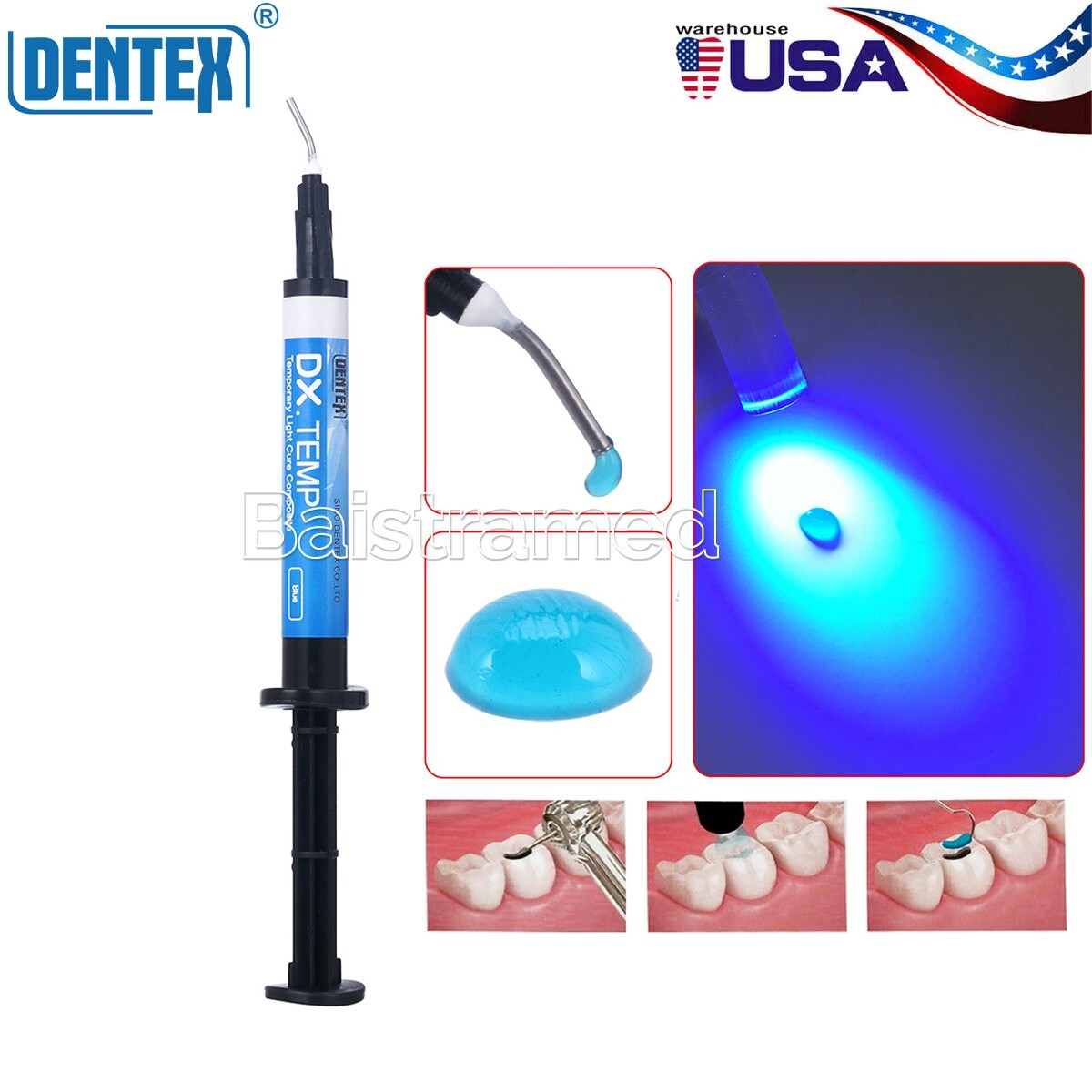 Dentex Dental Temporary Flow Light Cure Filling Composite Material Resin 2.5g