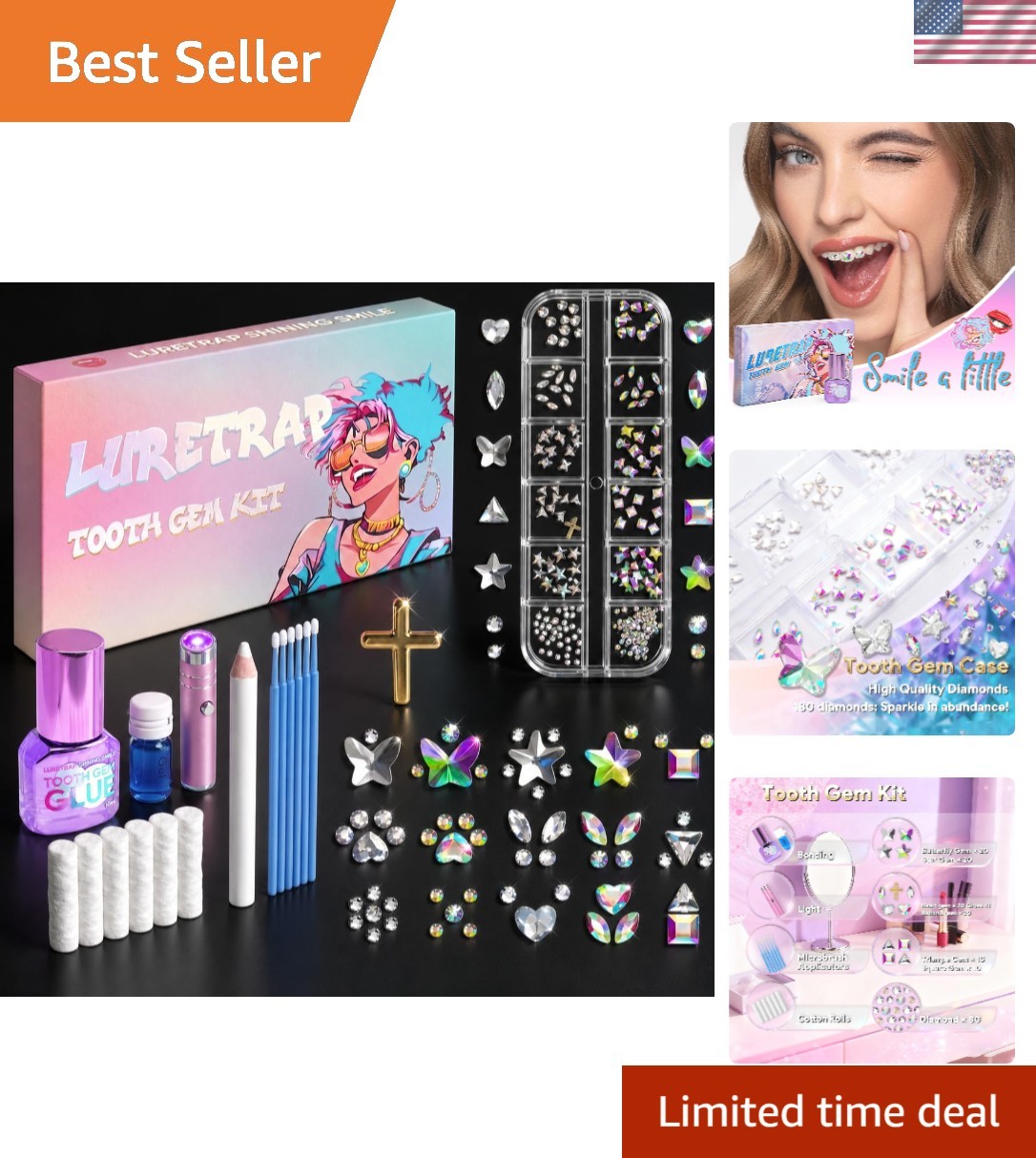 Embellish Your Smile with 30 Colorful Crystal Tooth Gems – Y2K Fashion