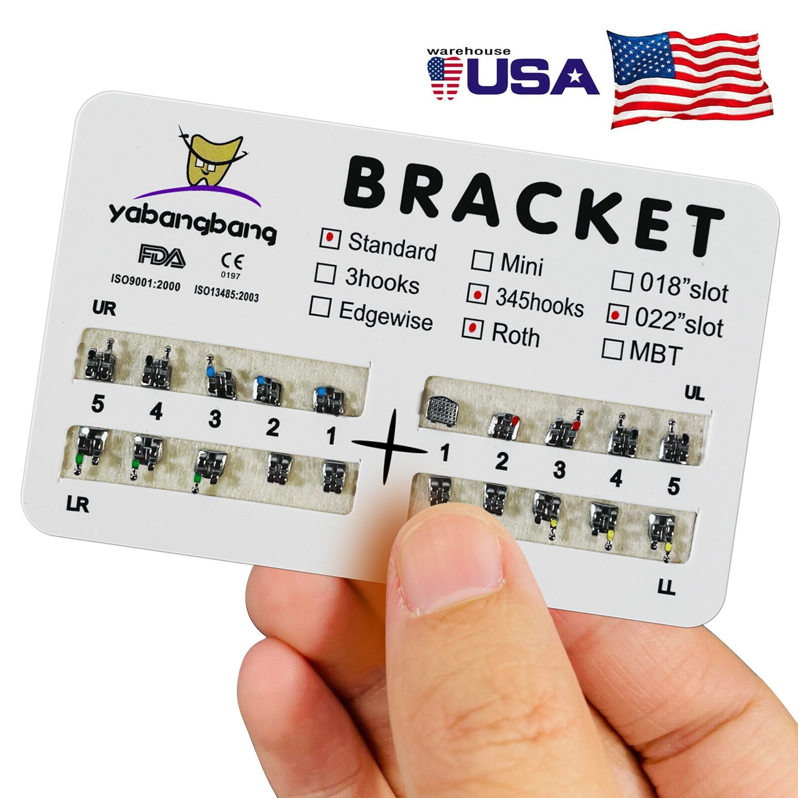 10 Packs/200 pcs Ortho Metal Standard ROTH 022 Slot 3 4 5 Hooks Brackets Braces