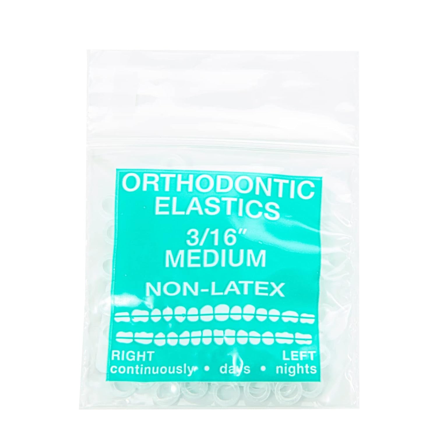 Orthodontic Elastics 3/16 Medium 4.5oz 100 Pack Intraoral Elastic Bands