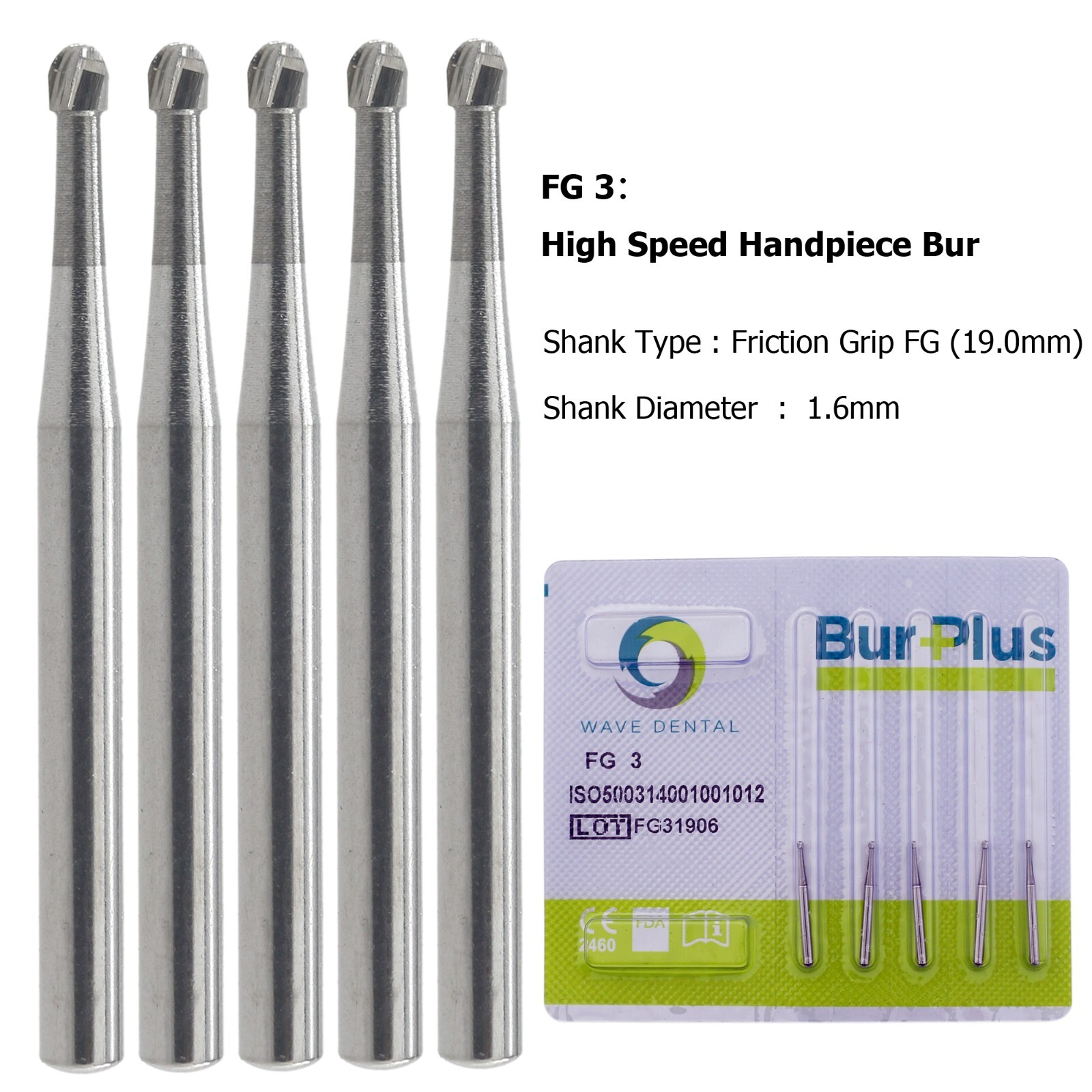 Wave Dental Carbide Bur FG330 Round 1/4 2 4 6 8 557 Friction Grip High Speed Bur