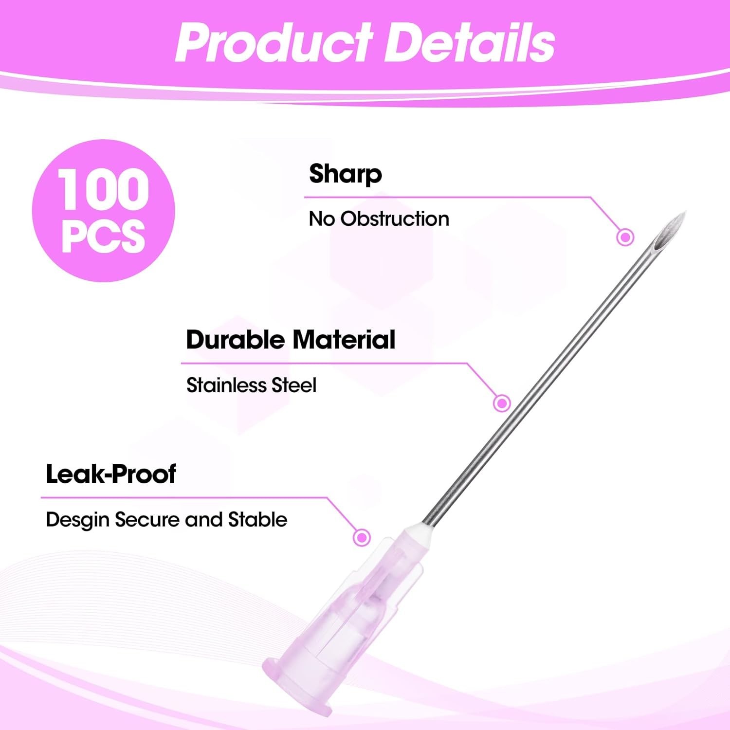 18 Gauge 1.5 Inch Disposable Needles with Caps for Scientific and Lab Dispensing