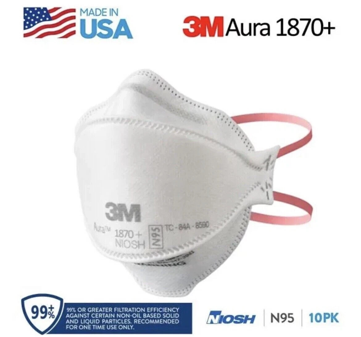 Box of 20 Genuine New 3M N95 1870 Respirator Surgical Face Masks,