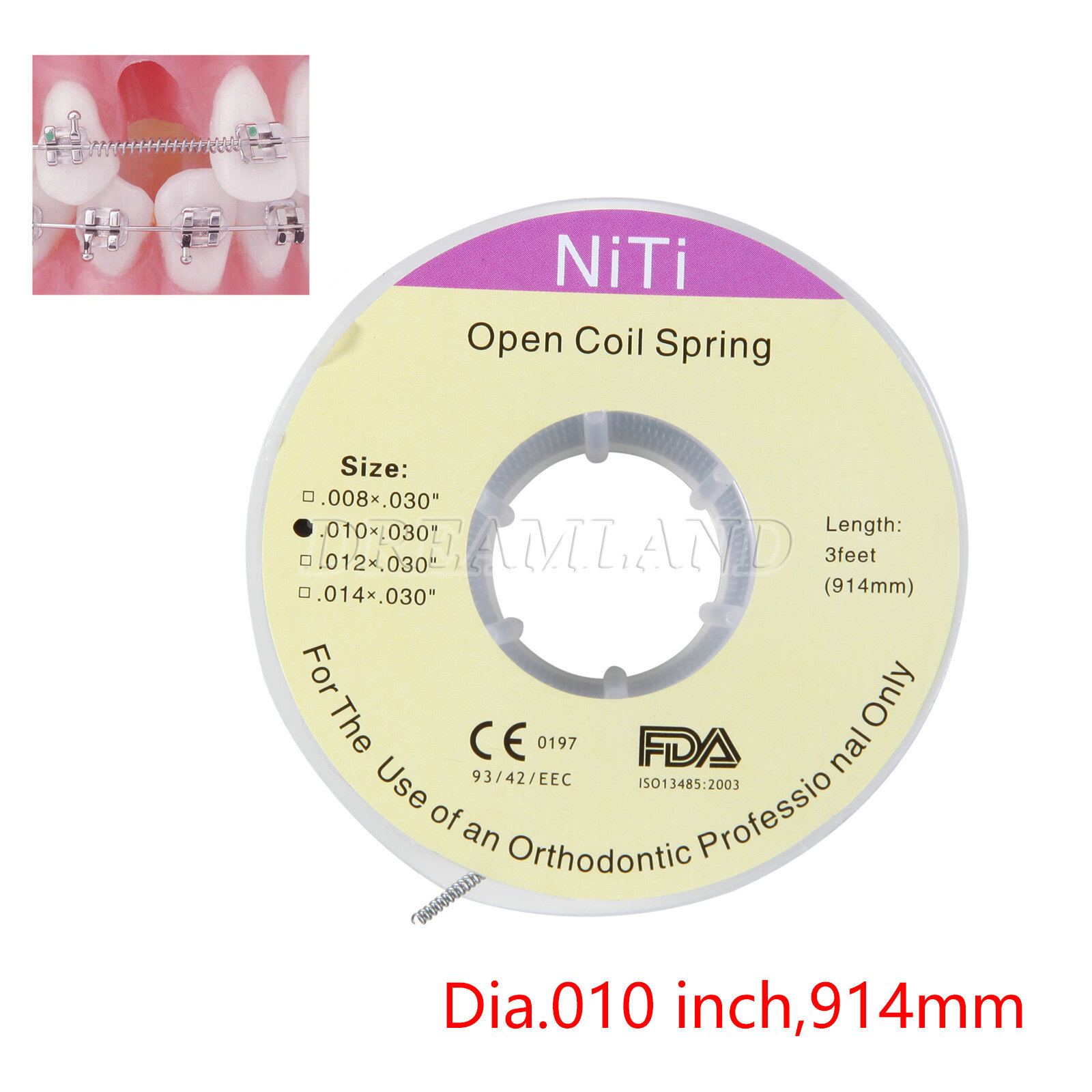 Dental Ortho Niti Open Coil Spring 010*030″ *914mm