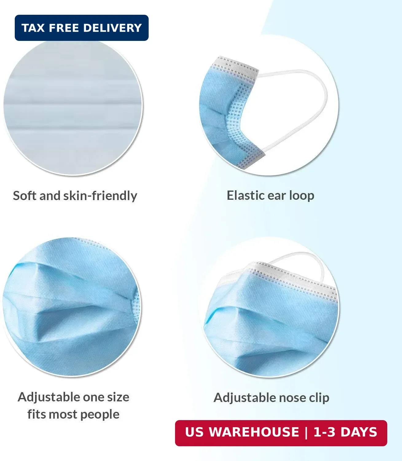 FDA Cleared ASTM Level 3 Procedure Face Masks, Made in USA, ≥98% Filtration, Flu