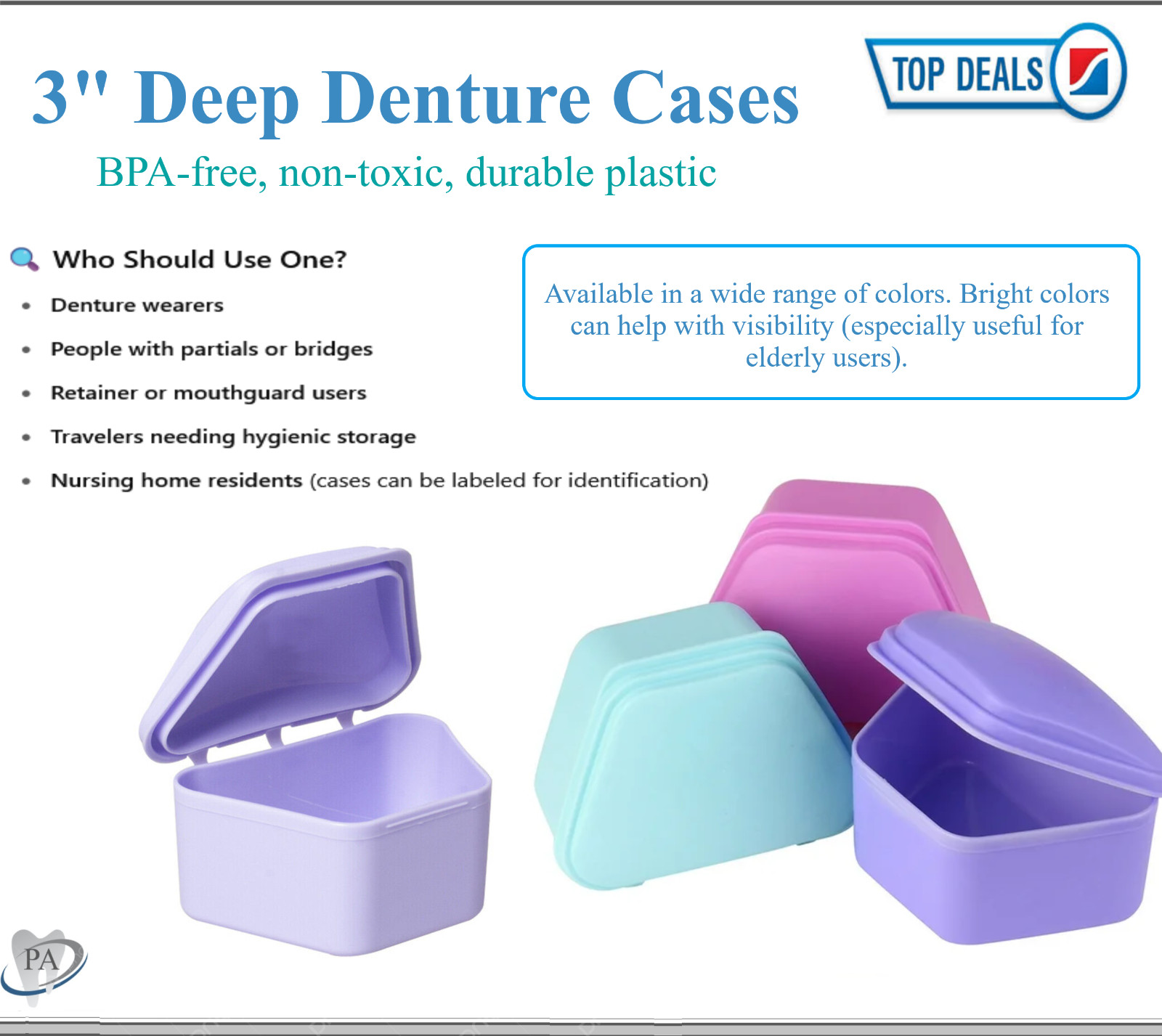 Dental Denture Box case carrier – 3′ Deep or Retainer Box – 1′ Deep, Upto 100Pk