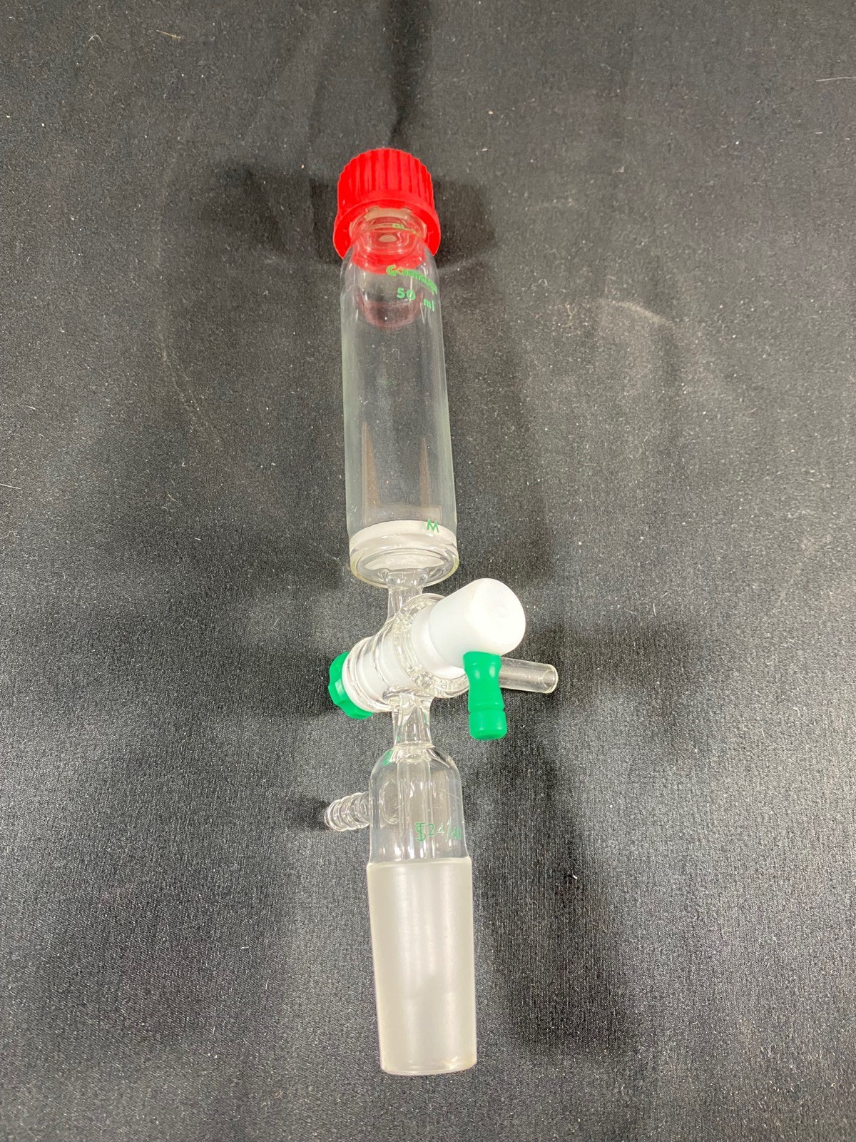CHEMGLASS Glass 50mL M Frit 24/40 Solid Phase Peptide Synthesis Vessel Chipped