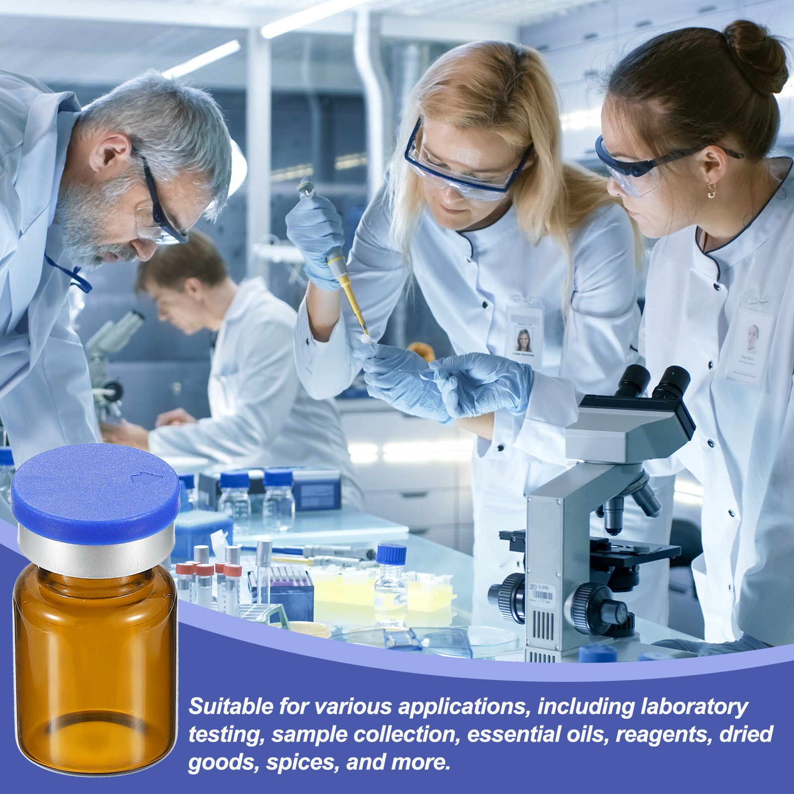 5ml Sample Vials 100pcs Lab Empty Vials with Rubber Stopper Caps Labels Amber