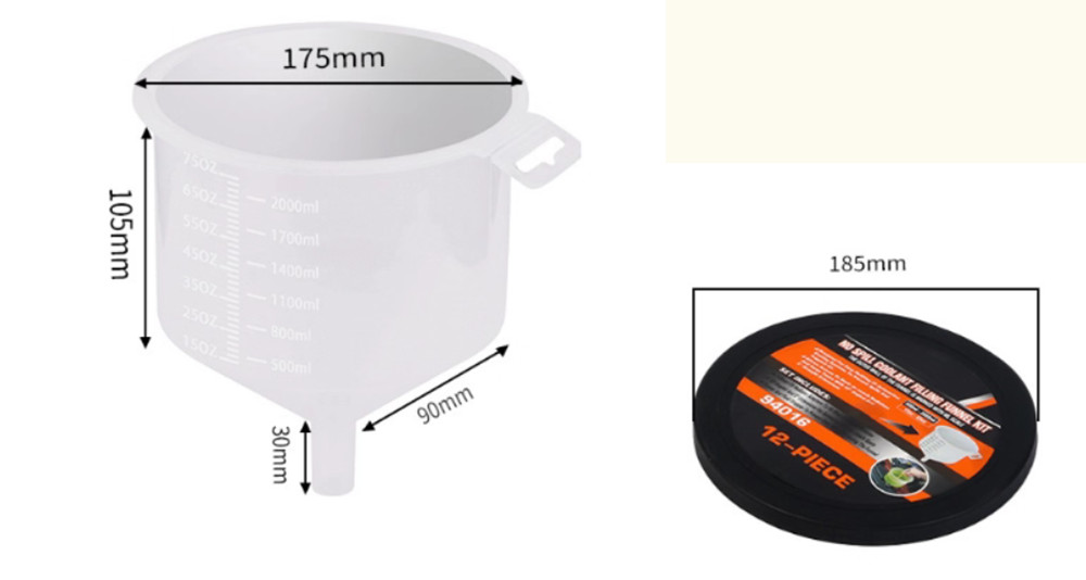 proof Transparent Lightweight Easy 12PC Antifreeze Funnel with Universal Adapter