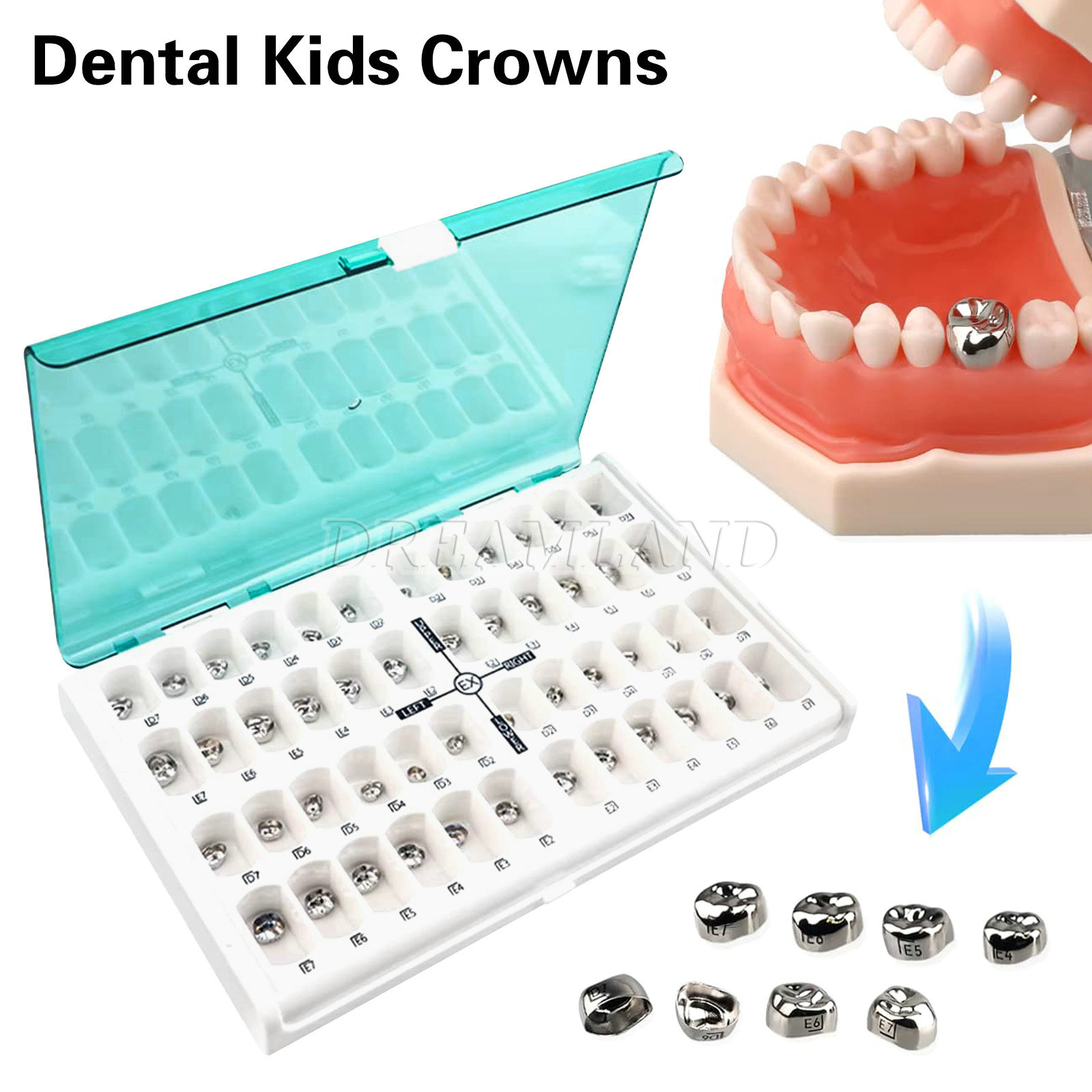 48pcs Dental Kids Adult Crown Stainless Steel Primary Molar Crowns Pediatric