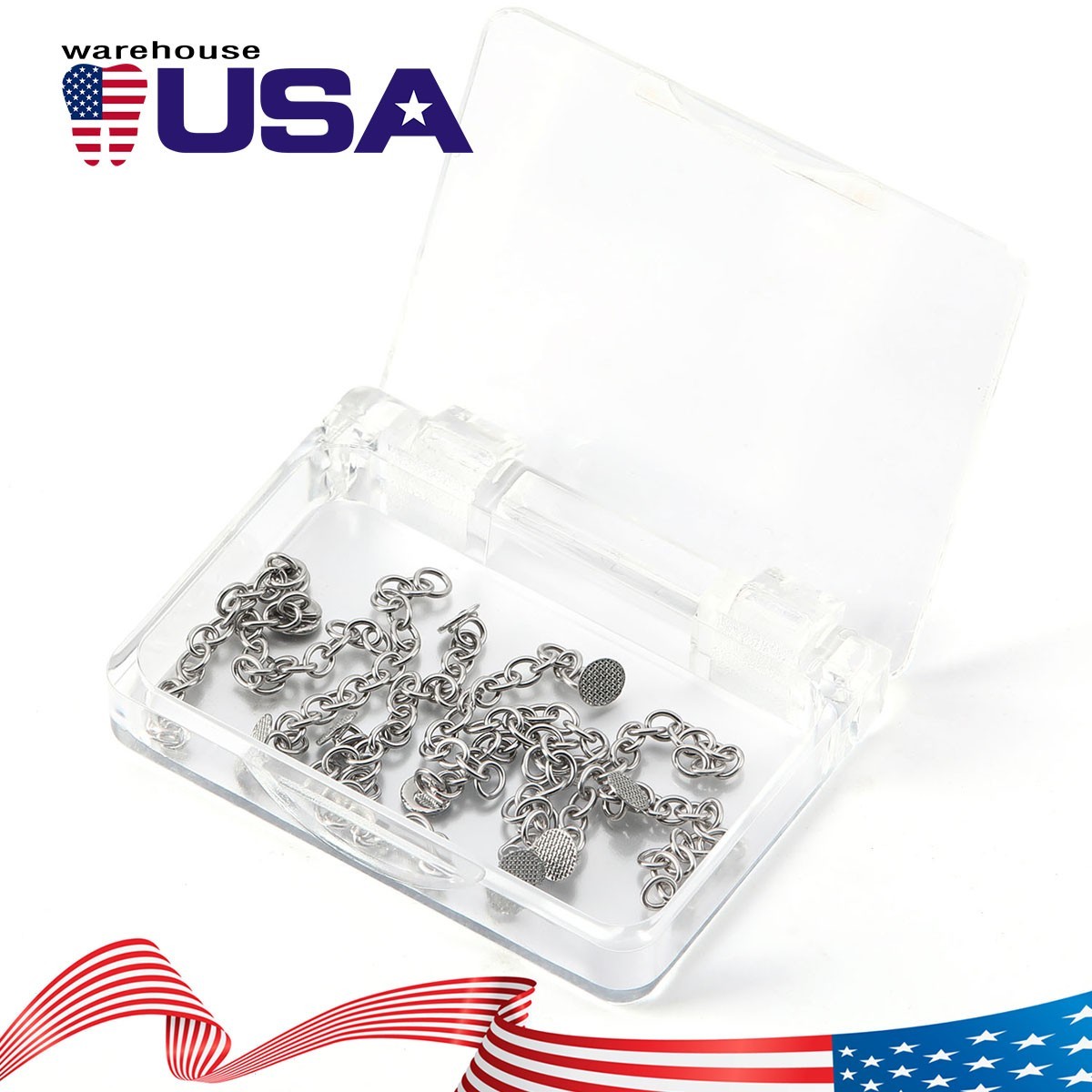 Dental Orthodontic Bondable Lingual Button Crimpable Hook Mesh Base Button Chain