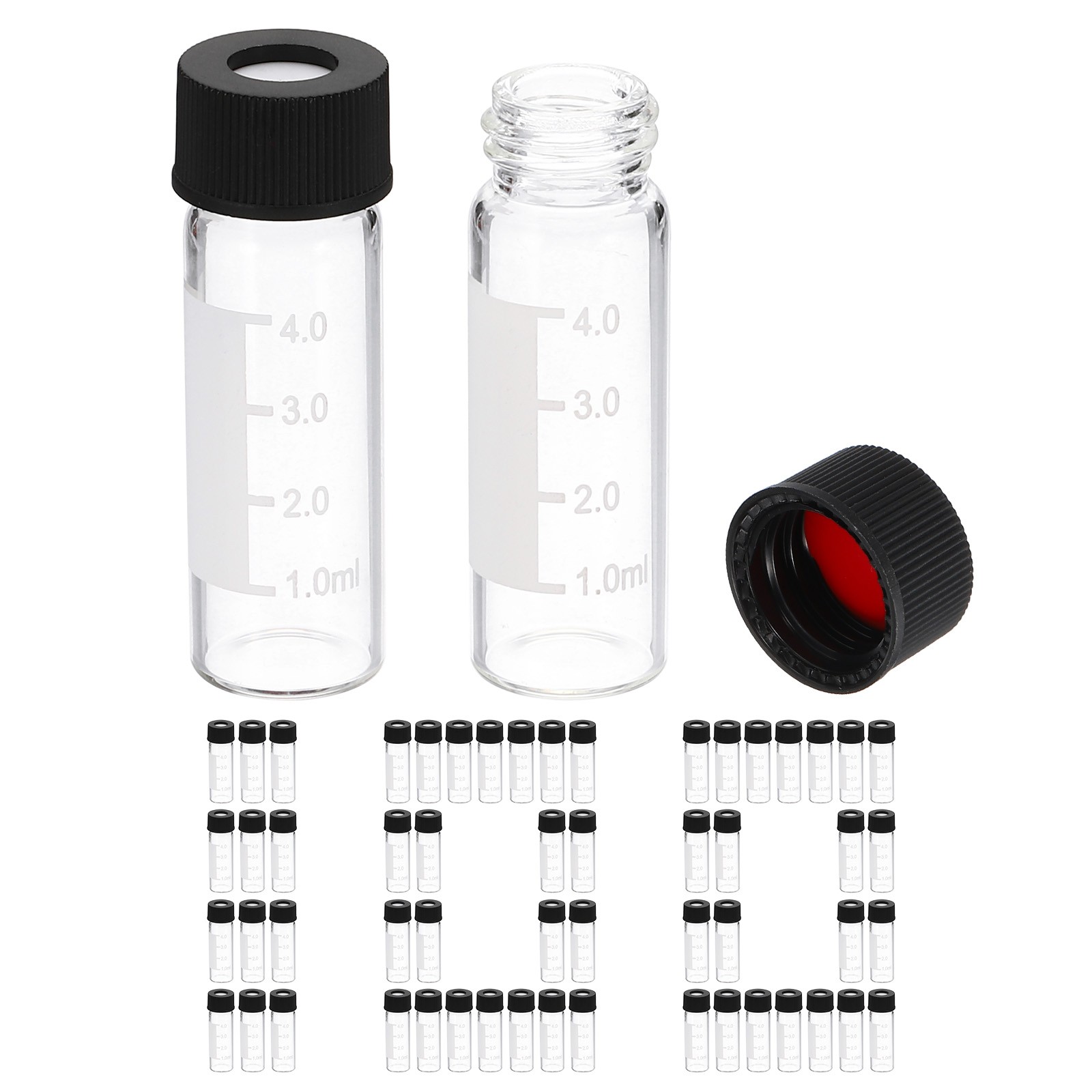 100 Pack 4ml Autosampler Vial HPLC/GC Vials 9-425 Lab Clear Vials Sample Vial