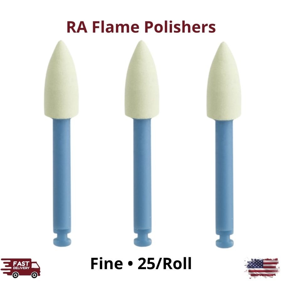 25/Pk RA Latch Flame Polishers Fine Grit Single-Use Smoothing Polishing Points