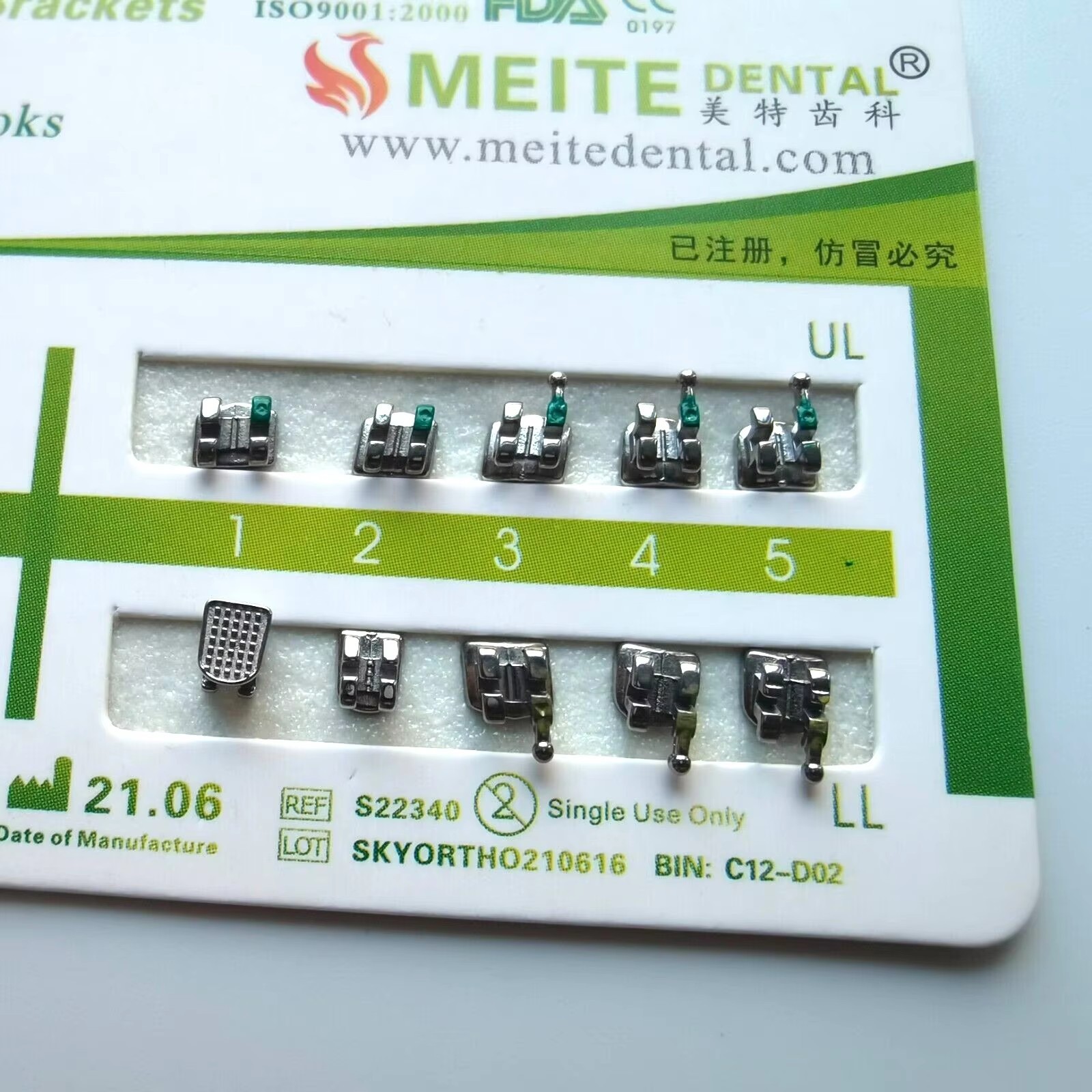 10 Cards Dental Orthodontic Brackets MIM Monoblock Mini Roth/MBT 022 345 Hooks