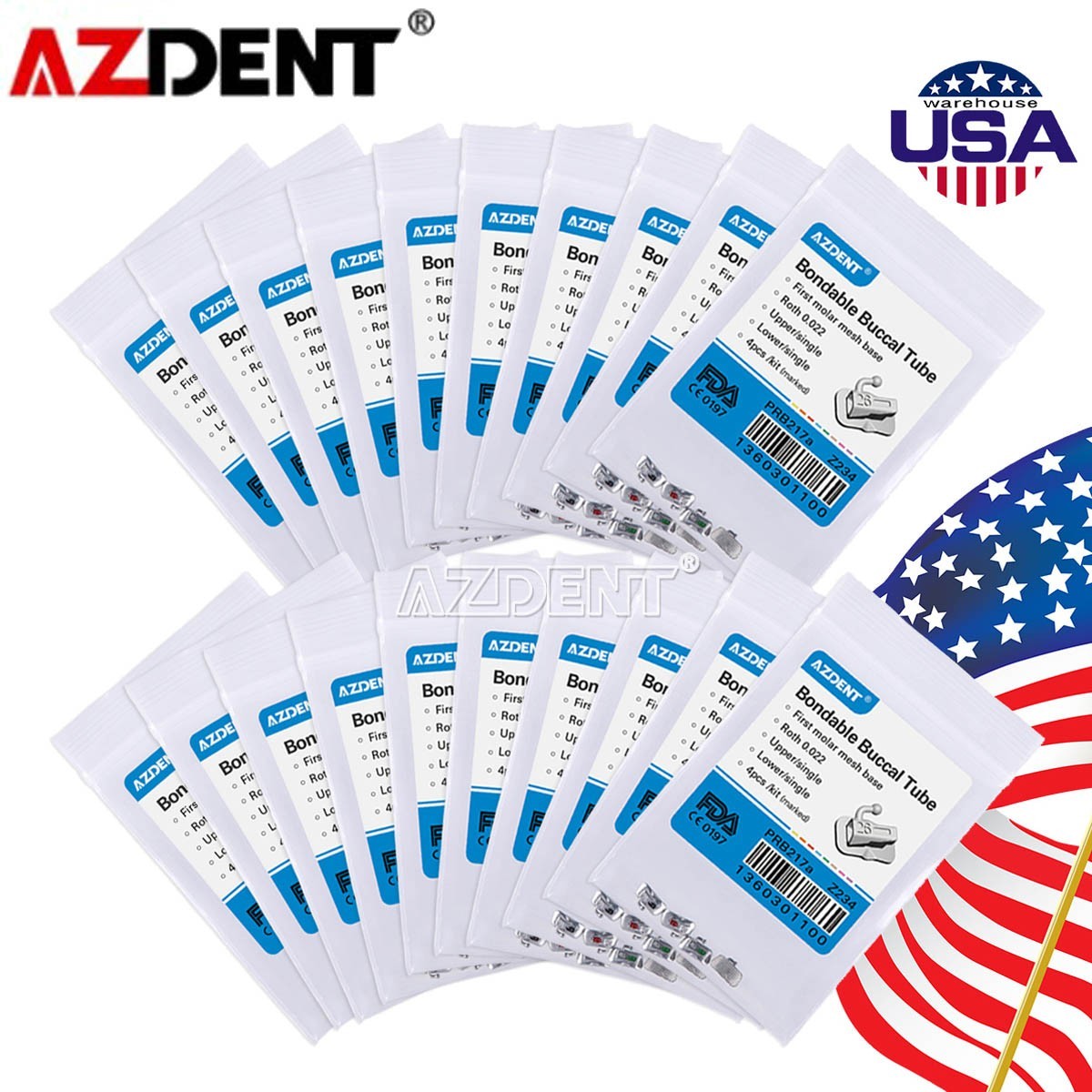 AZDental Orthodontic Lingual Buttons Traction Hook Round Mesh Base 10pcs/pack