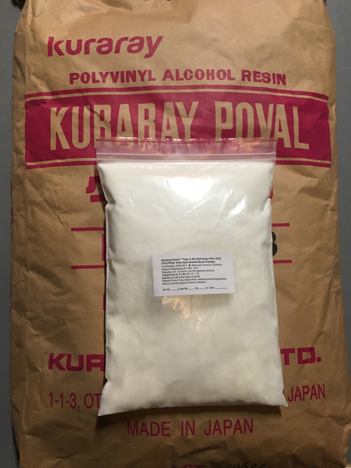 PVA Polyvinyl Alcohol 500g PVOH Kuraray Poval 3 80 Granules 9002 89 5 Pure Grade