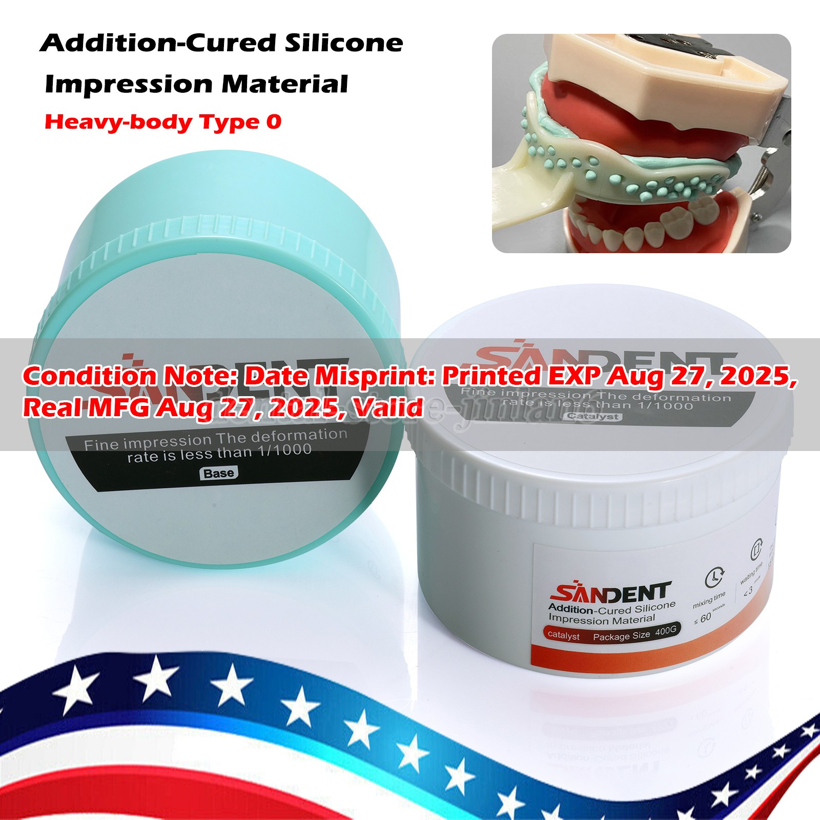 Dental Putty Fast Set PVS VPS Impression Material Base 2 x 400 ml