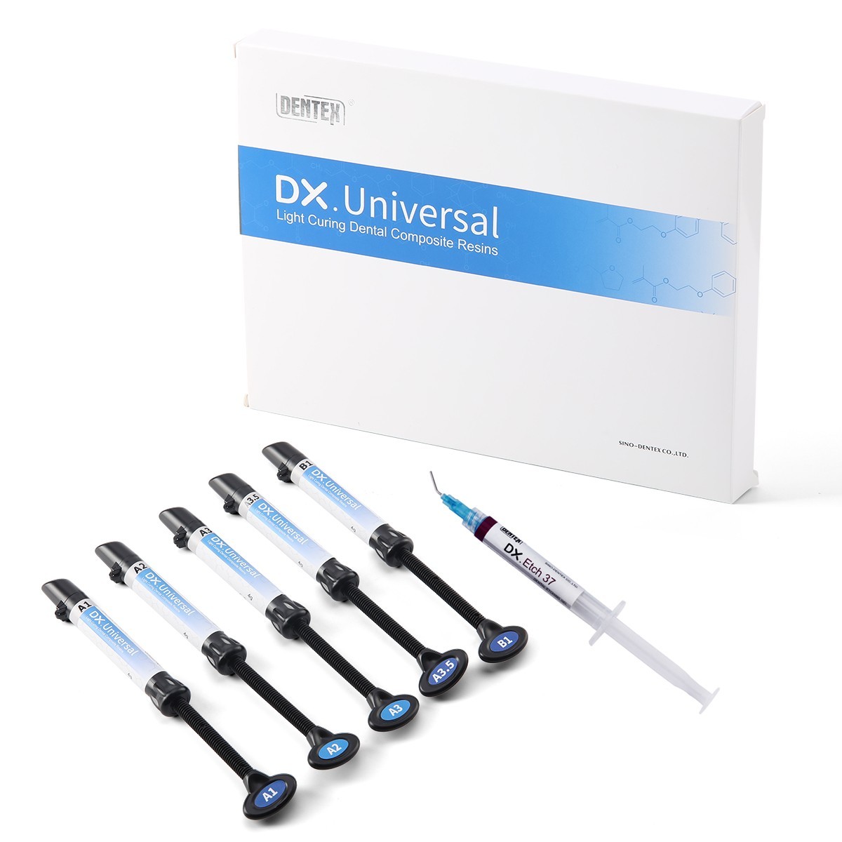Kit de resina de compuesto de cura dental Dentex Light Shade A1 A2 A3 A3.5 B1