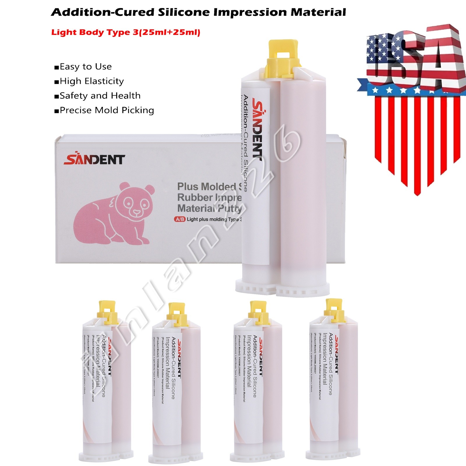 Dental Impression Material VPS Light Body Fast Set (4 Cartridge & 20 Tips) PVS
