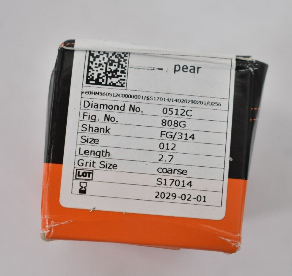 Meisinger Singles Use Diamond Bur Sterile 25 Pack 1.2mm Pear x 2.7mm Length