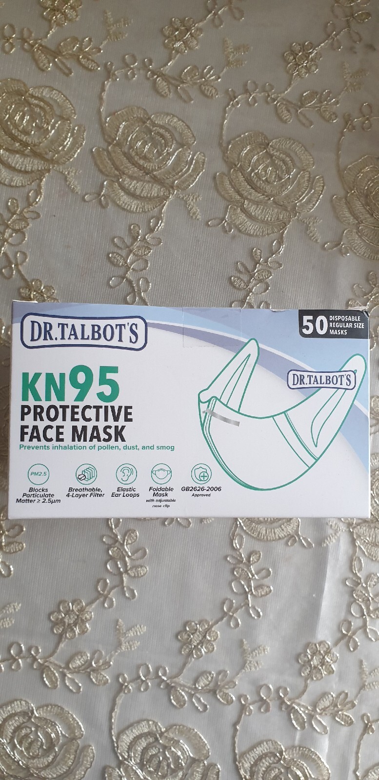 Dr. Talbot’s Disposable KN95 Cup Style Mask – Foldable – 4-Layer – 50 Masks