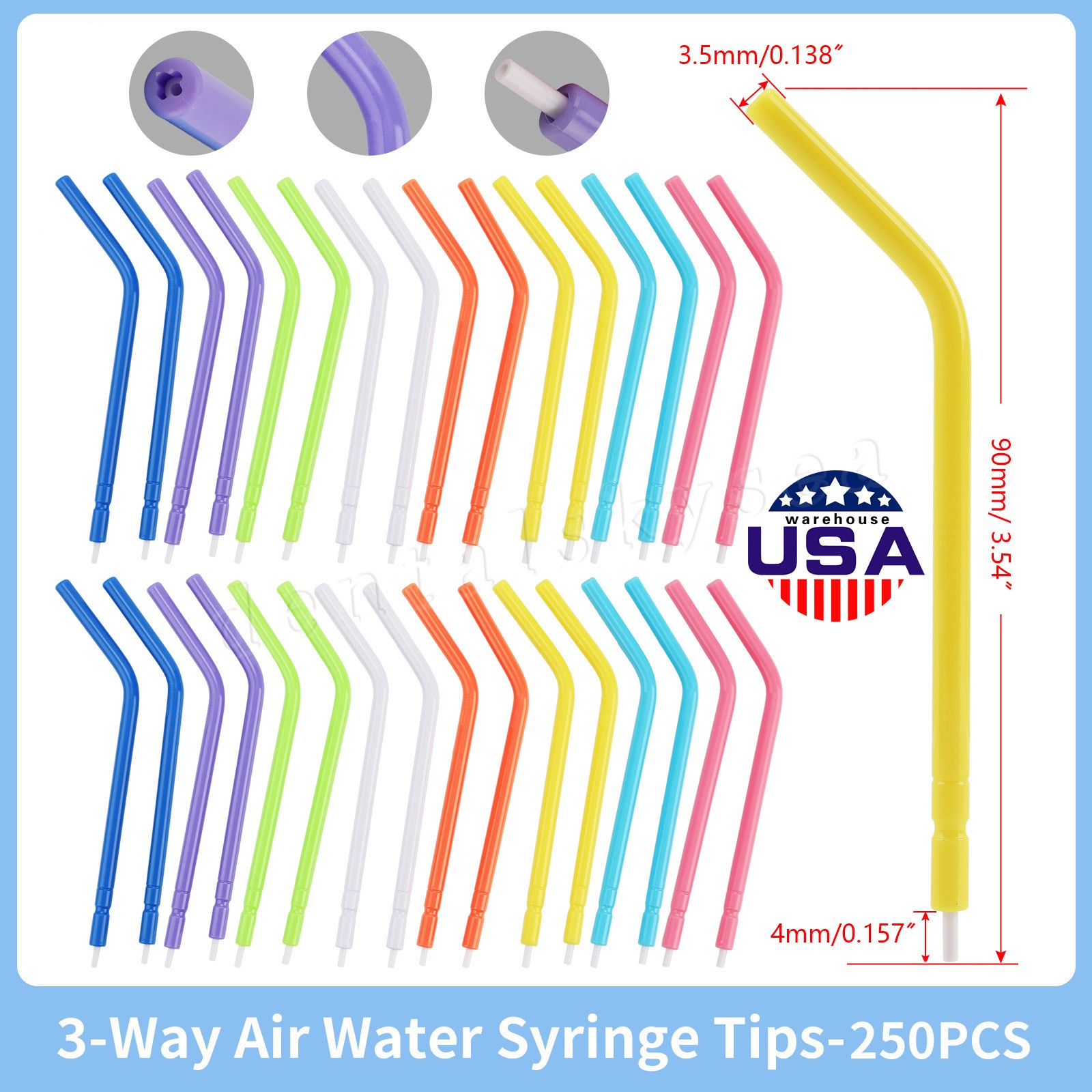 250 pcs Disposable Air Water Syringe Tips with cores High Quality Free Return