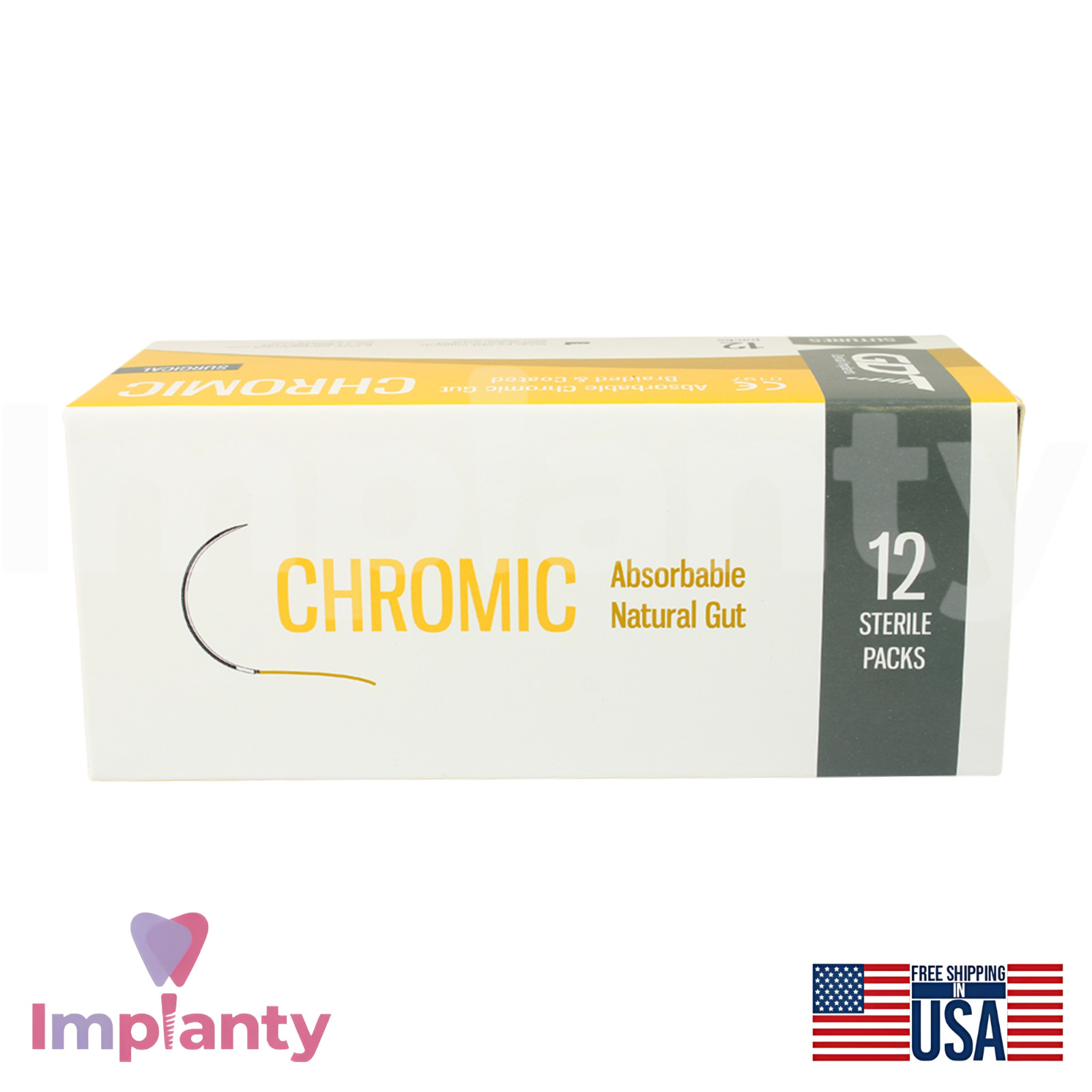 5x GDT Mon0fiIament CHR0MlC Dental Thread Collagen Material 3/8 Circle 20.0mm