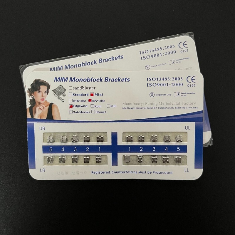 50Sets Dental Orthodontics MIM Monoblock Brackets Mini Edgewise 022 no hooks