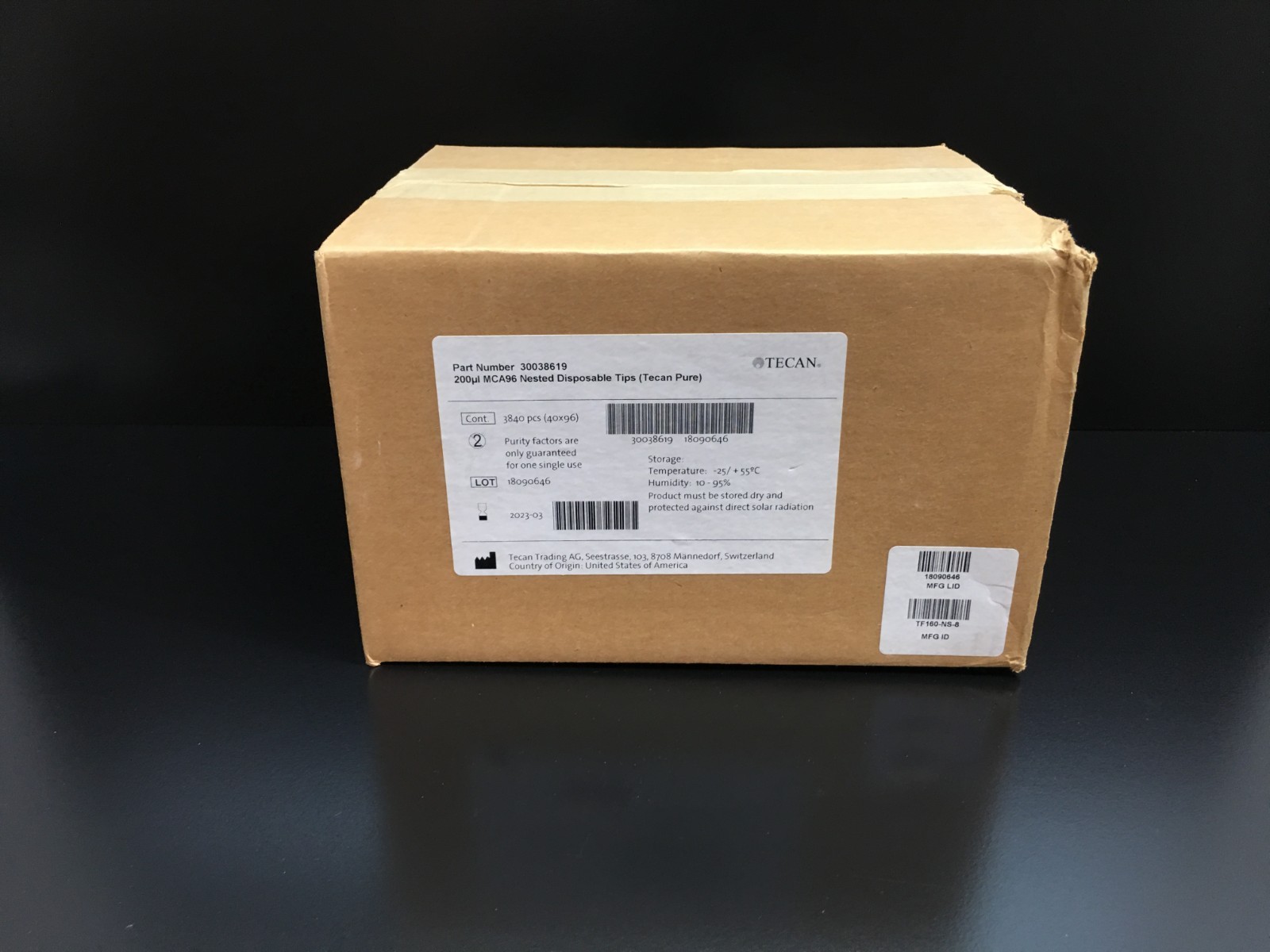 Tecan PN 30038619 Disposable Tips Non Filtered Pure Nested 200µL 3840Pcs 40×96