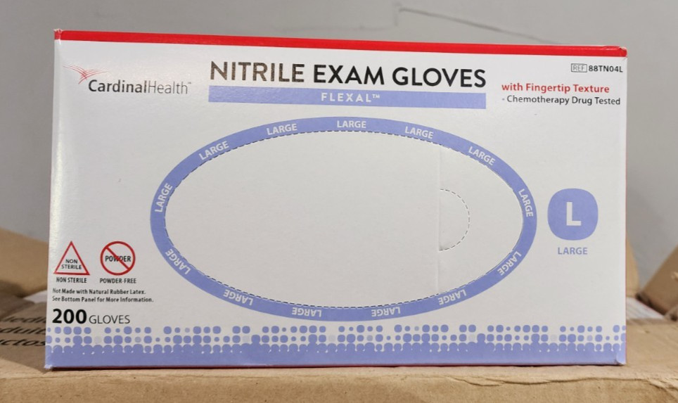 CardinalHealth Flexal 88TN04L Nitrile Gloves, Large -2000 Count