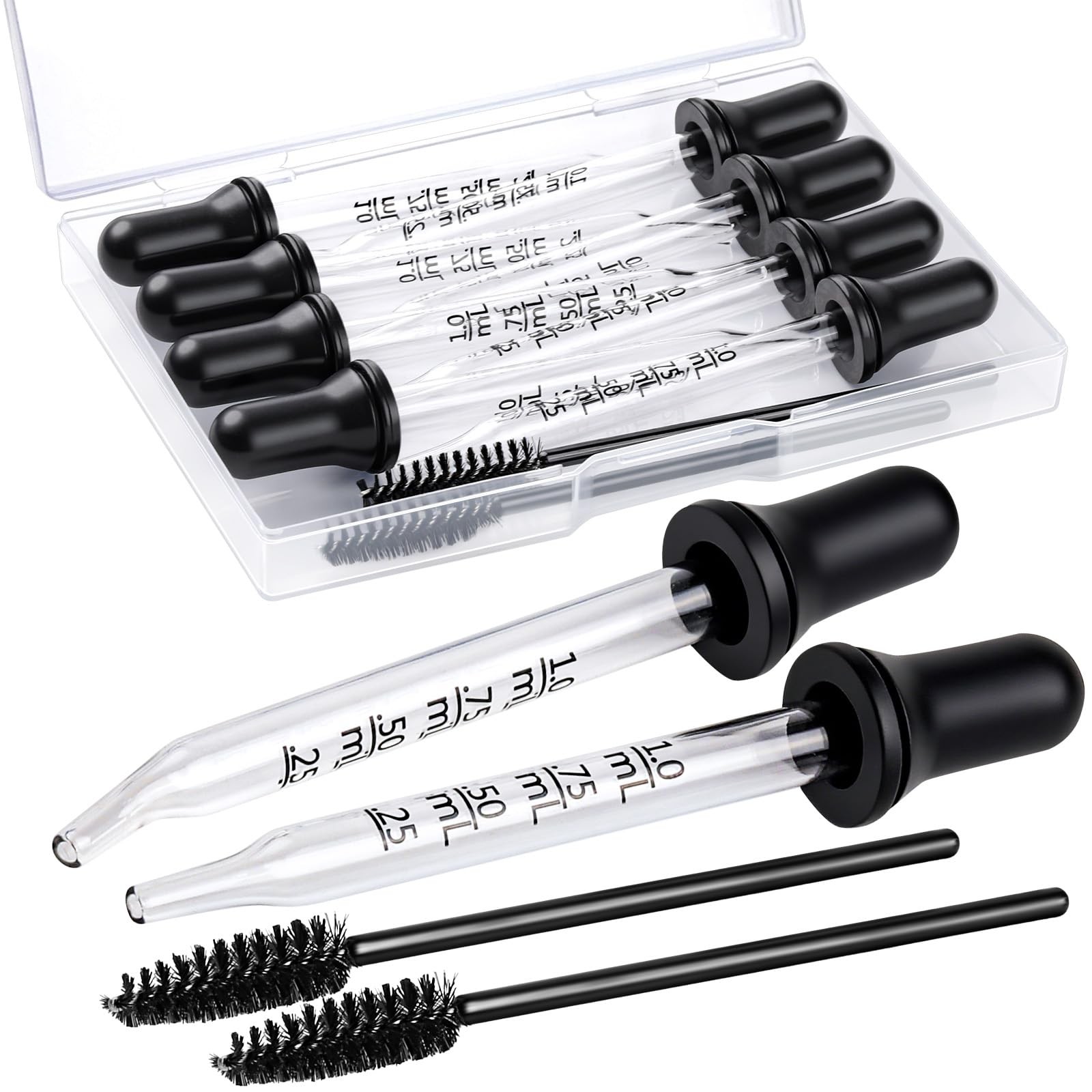 Teenitor 10pcs Eye Dropper 8pcs Glass Pipettes and 2pcs Black