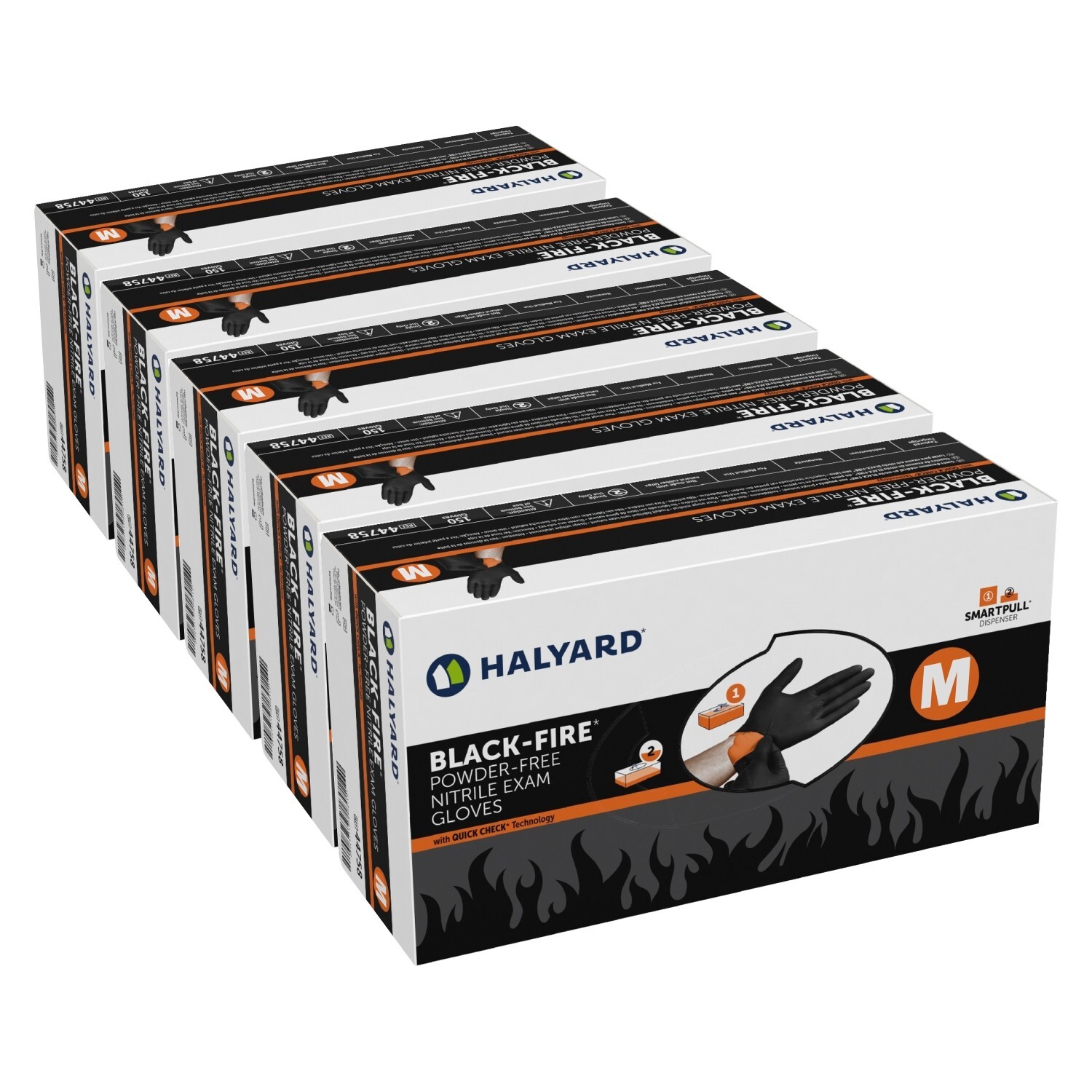 Halyard *Black-Fire* Nitrile Exam Gloves 44757 – 5 Boxes of 150 MEDIUM