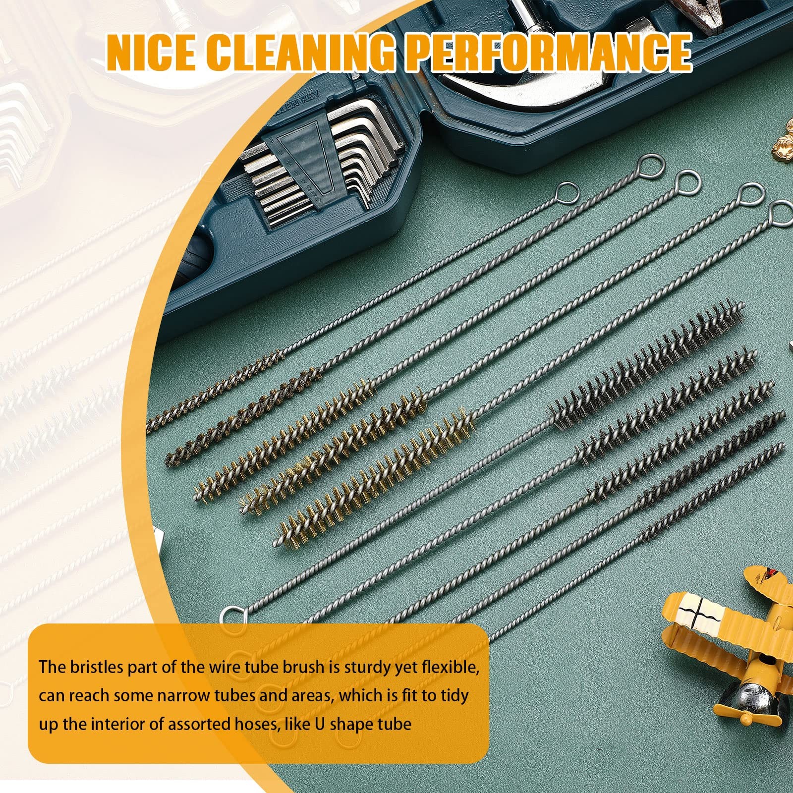 10 Pieces Wire Tube Brushes Bulk for Cleaning Pipe Brass Silver Gold