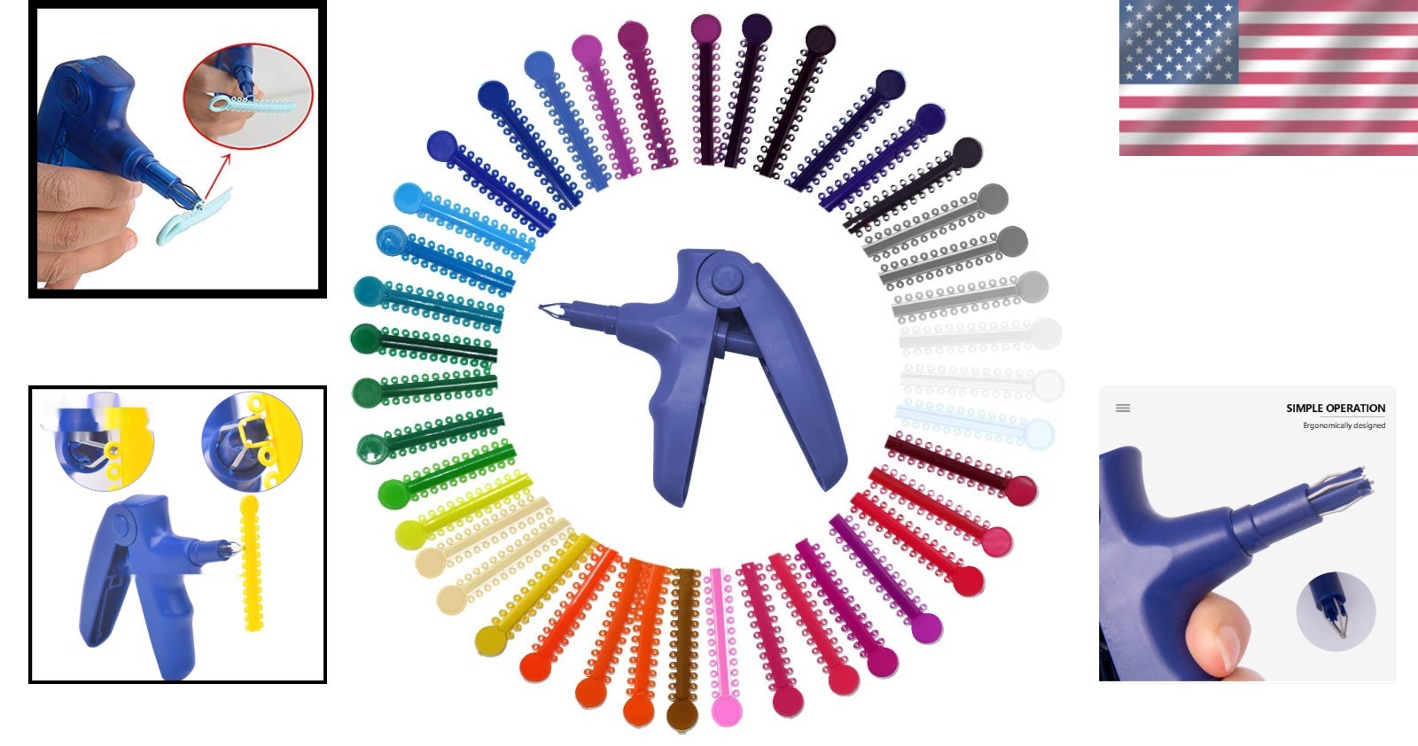 Complete Orthodontic Ligature Tool Set – 1040 Colorful Rubber Bands for Braces