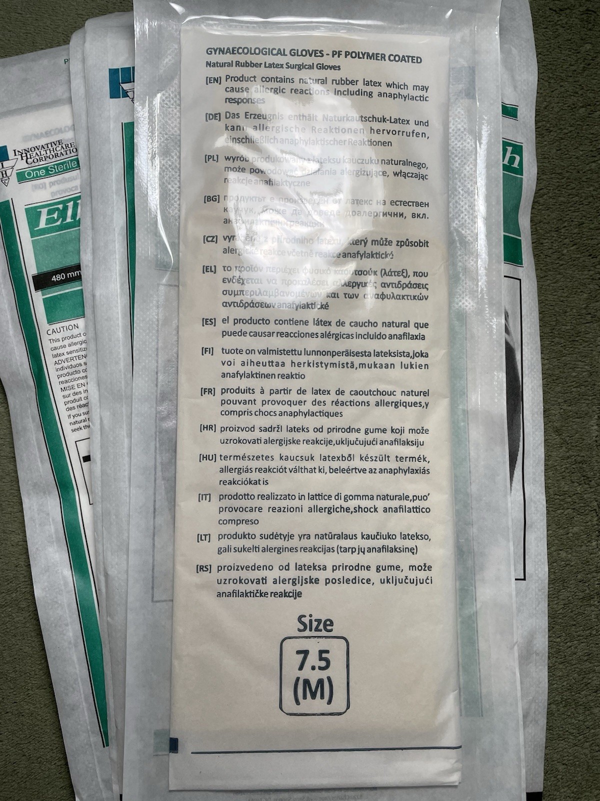 DermAssist Elbow Length Latex Surgical Gloves, 5 Pairs, Size 7.5