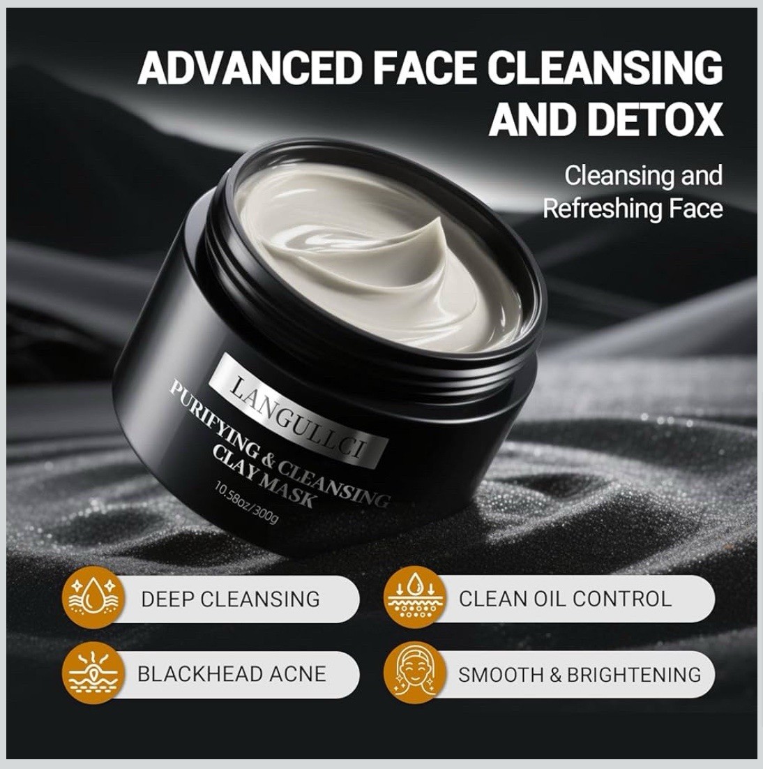 Clay Mud Face Mask Purifying Kaolin Clay Blackhead Oil Remover Detoxify 10.58oz