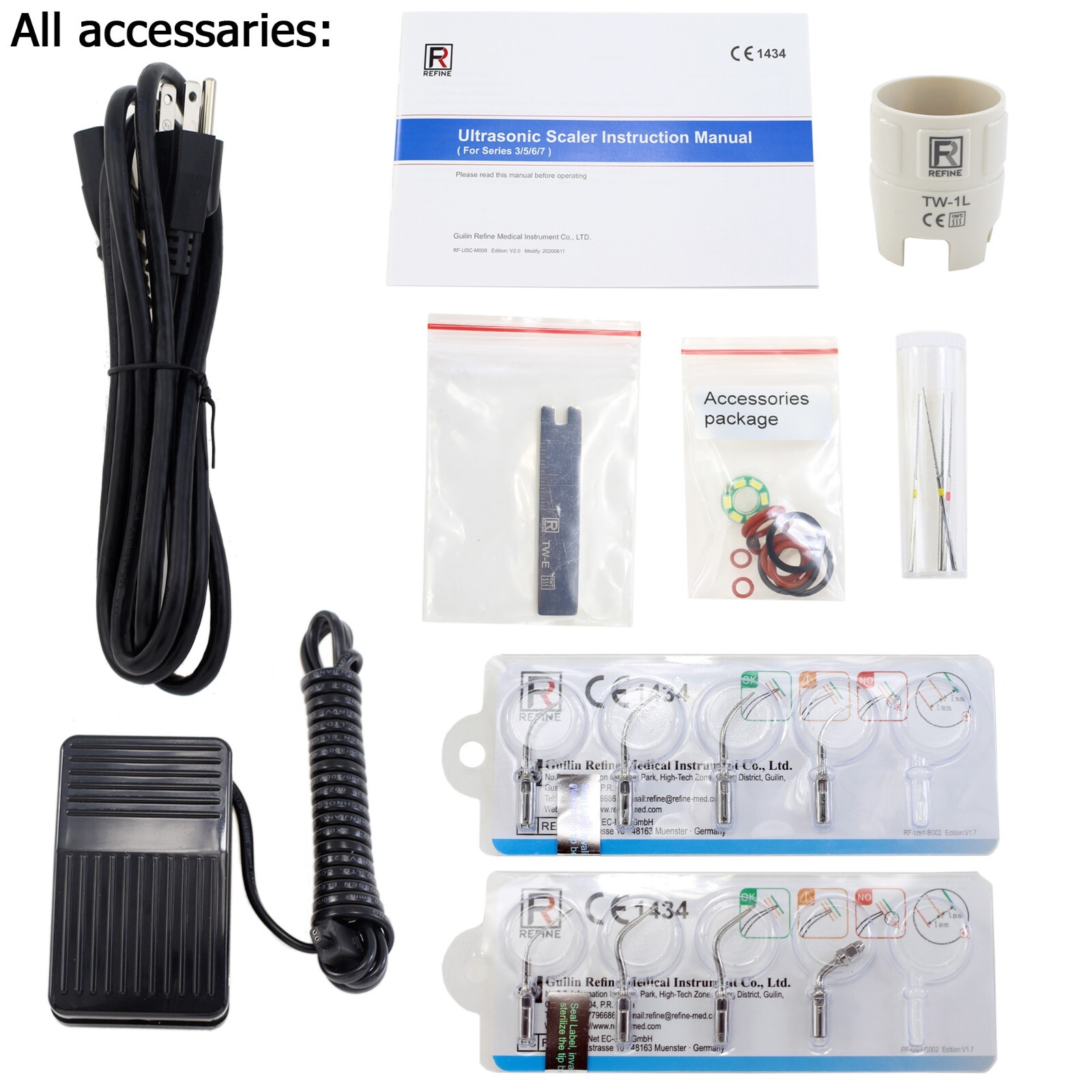 Dental Ultrasonic Piezo Scaler Scaling LED Handpiece Tips SATELEC ACTEON GD1 PD1