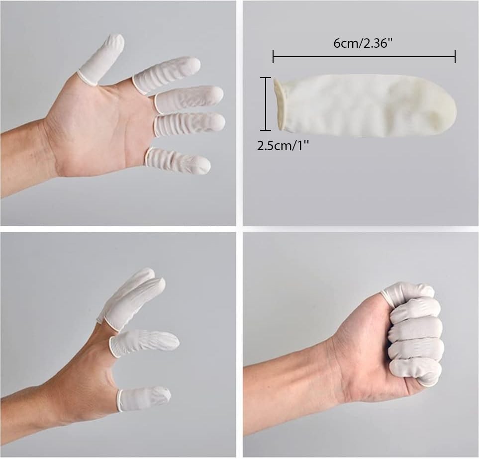 G2PLUS Disposable Latex Finger Cots Rubber, 205 Count (Pack of 1), White