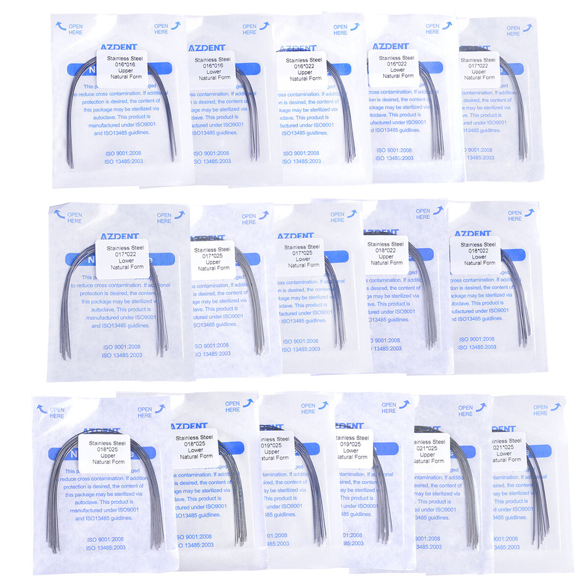 16 Sizes 10X Dental Orthodontic Arch Wire Stainless Steel Rectangular Natural AZ