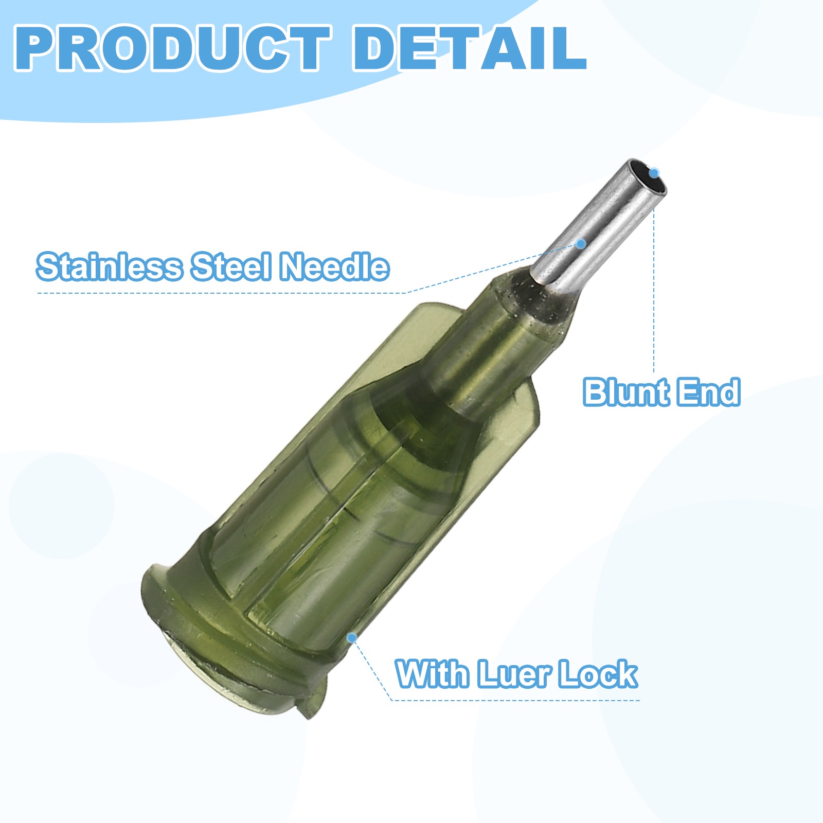 200Pcs 14G Blunt Tip Dispensing Needle with Luer Lock 0.24″, Olive