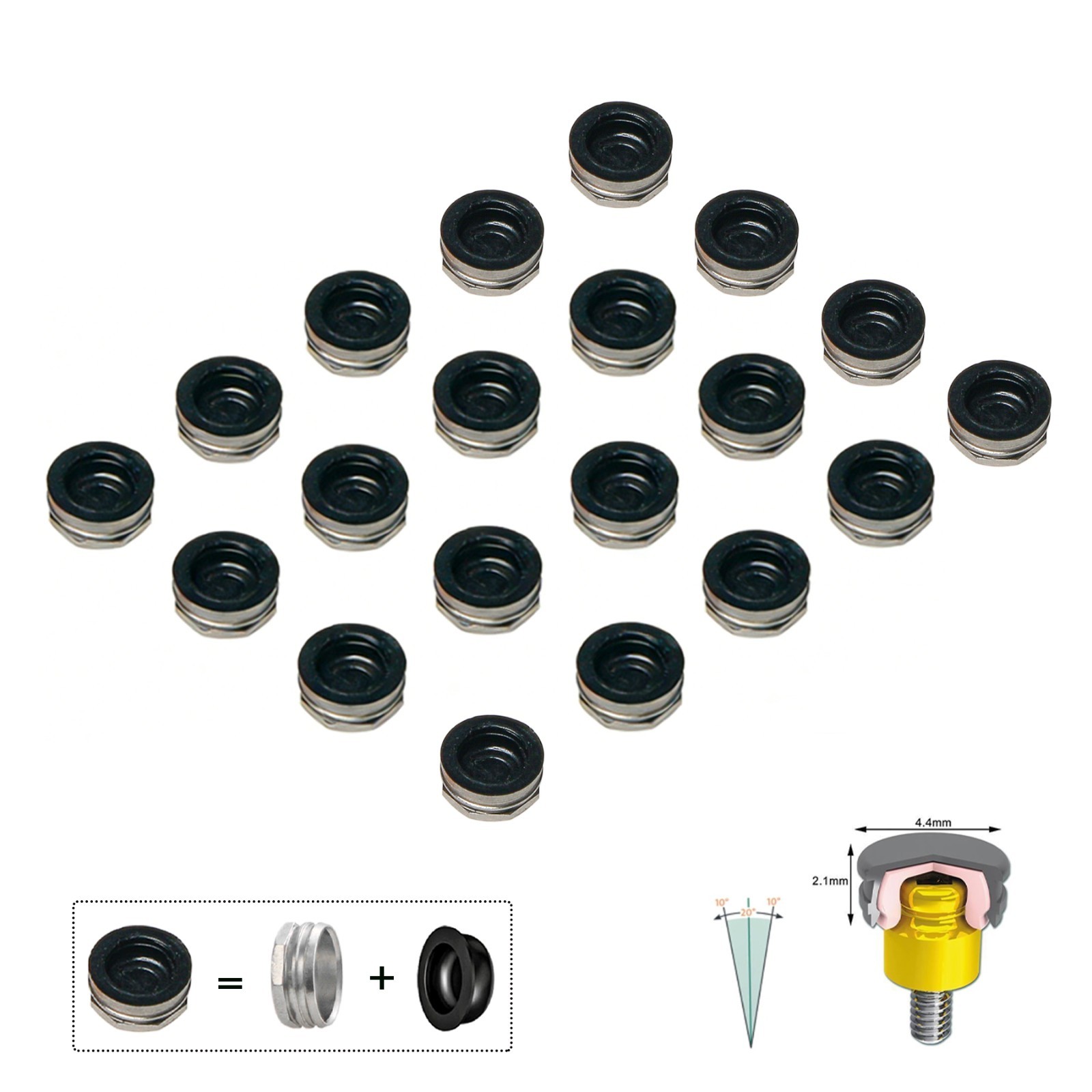 20Pcs US Dental Locator Replacement Metal Housing &Lab Processing cap Assembly