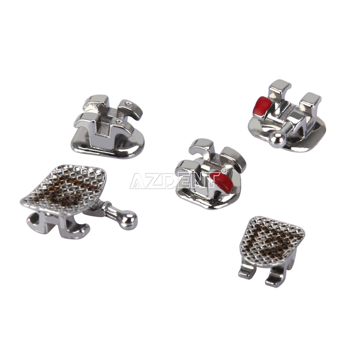 AZDENT Dental Orthodontic Bracket Braces Mini Roth/MBT .022 Hooks 345 Laser Mark