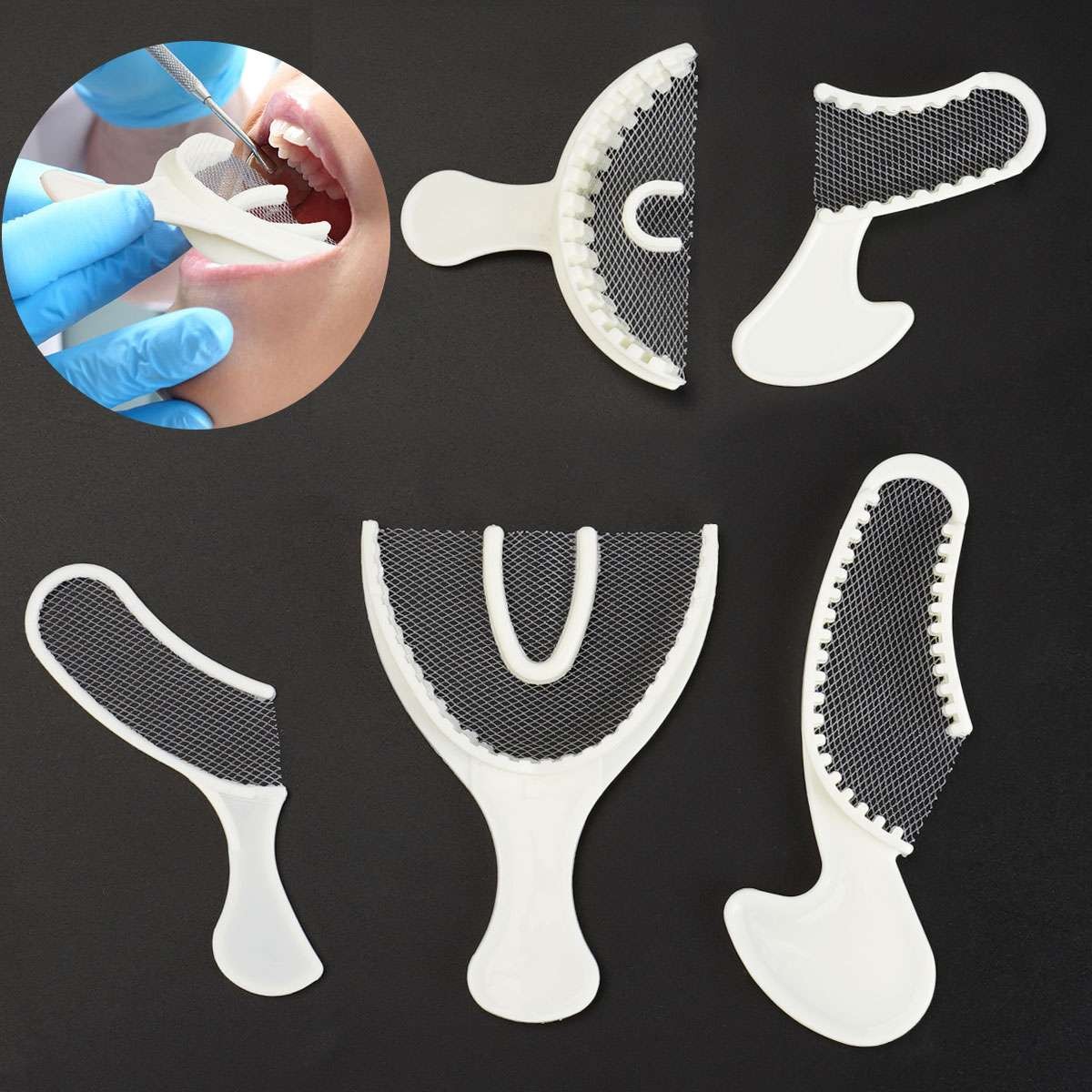 10/20/30/50X Dental Disposable Triple Impression Bite Registration Trays 5 types
