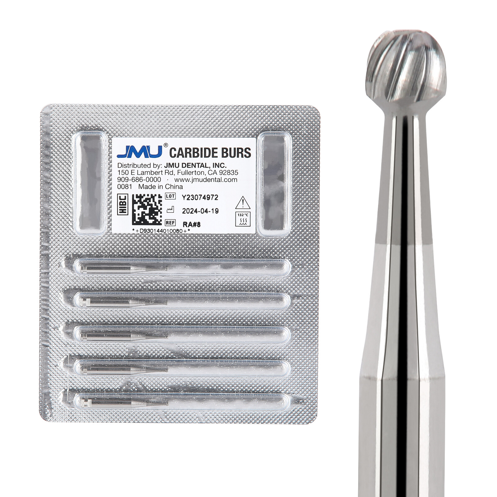 JMU Dental Carbide Burs Round-Shaped RA1-8 For Slow Speed