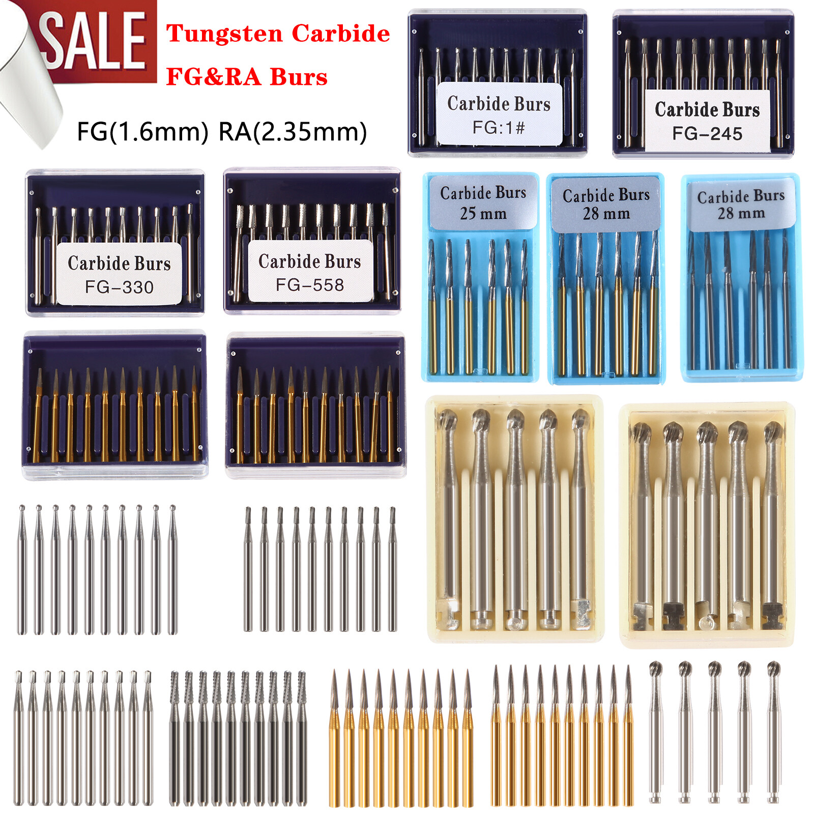 Dental Carbide Burs RA FG For High Low Speed Handpiece Contra Angle Turbine