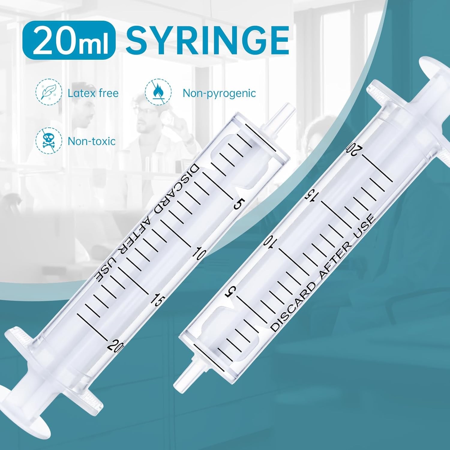 30pcs 20ml/cc Plastic Syringes with Caps Without Rubber Stopper in