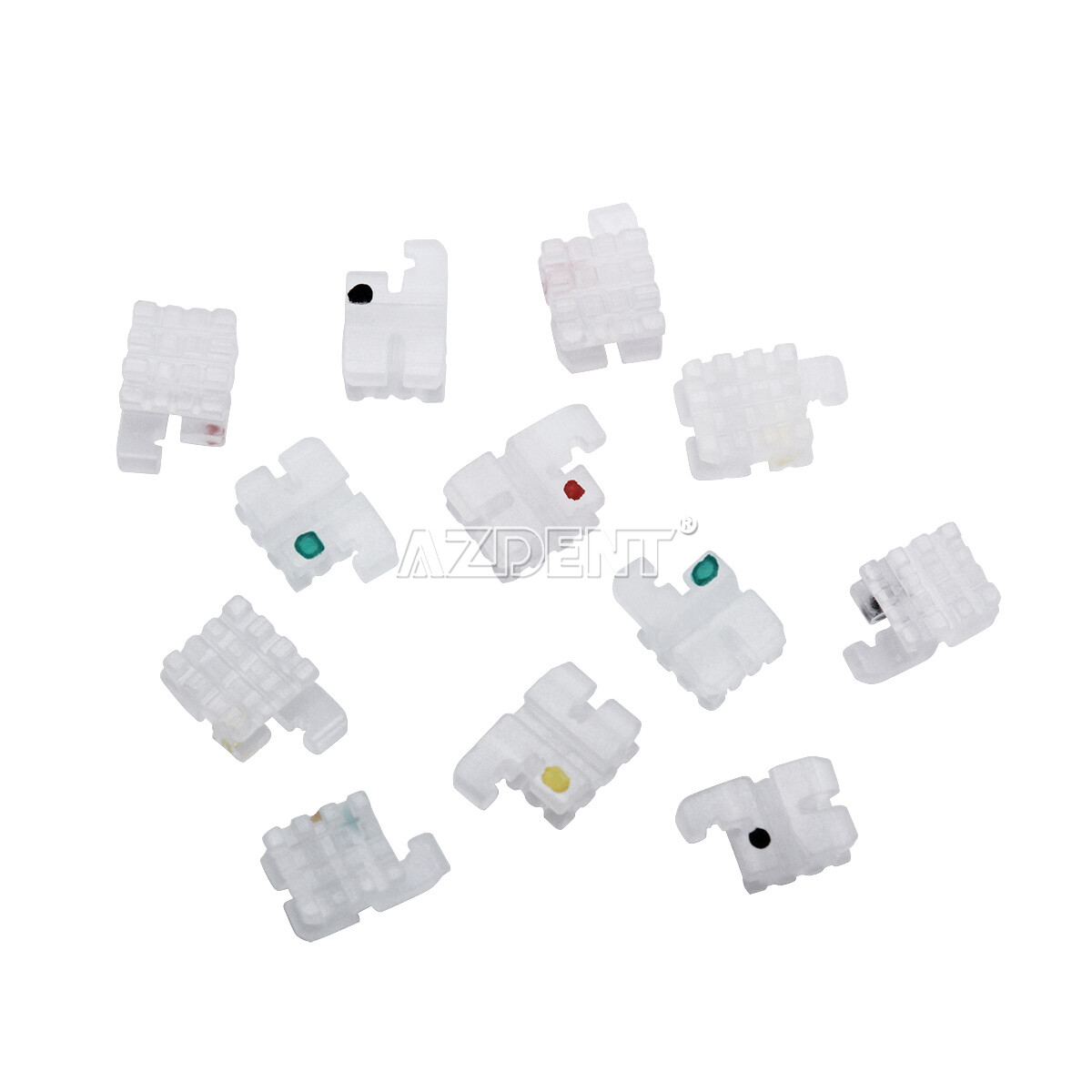 Dental Ortho Ceramic Brackets Braces 5*5 MBT/ROTH 022″ Hooks 3 4 5 Mesh Base