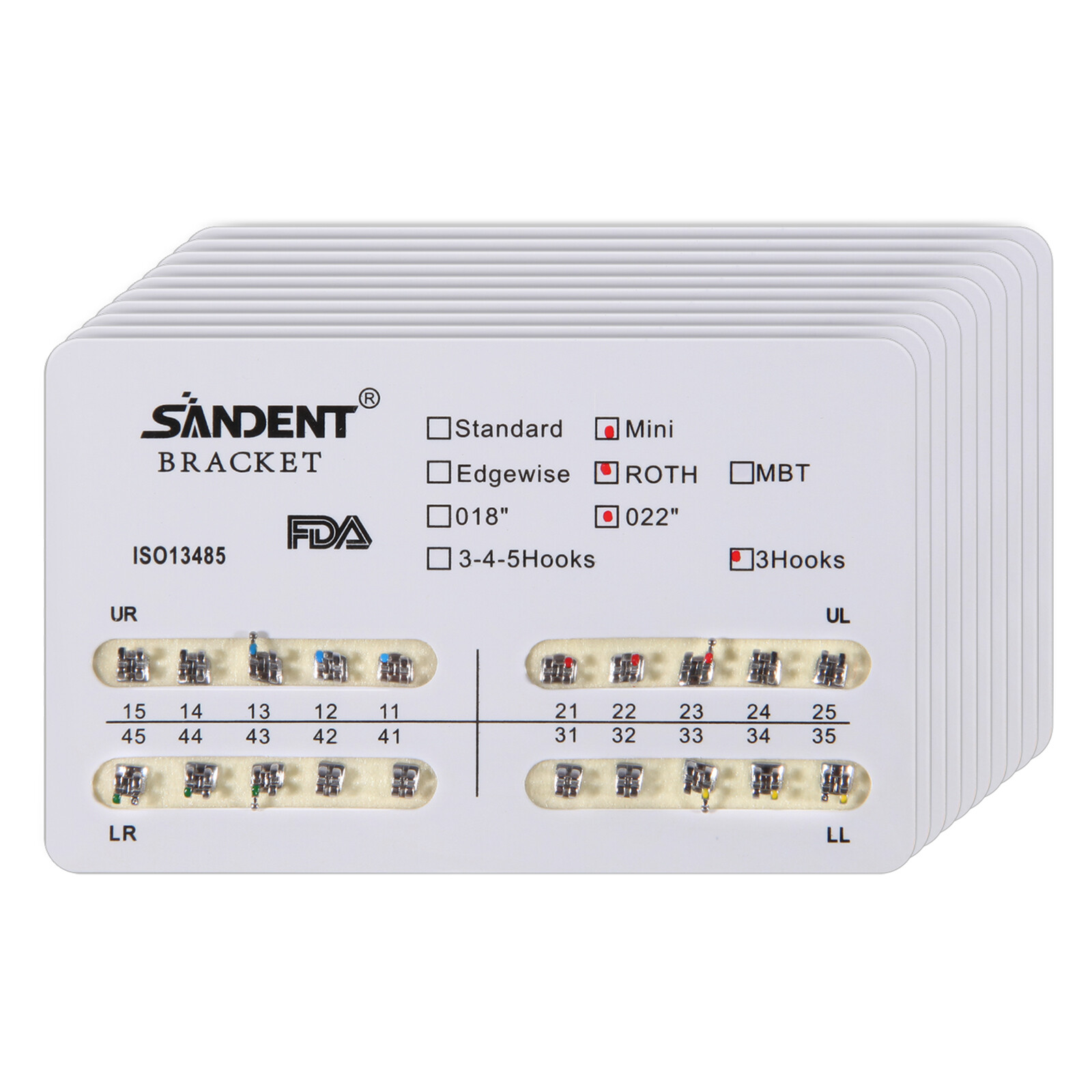 10 Packs SANDENT Dental Orthodontic Brackets Braces Mini Roth 022″Slot 3 Hooks