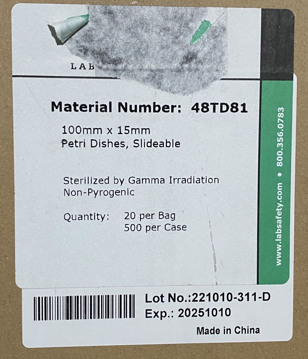 Qty 40 – Sterile Petri Dish 100 mm x 15 mm Lab Safety Supply 667694, Polystyrene
